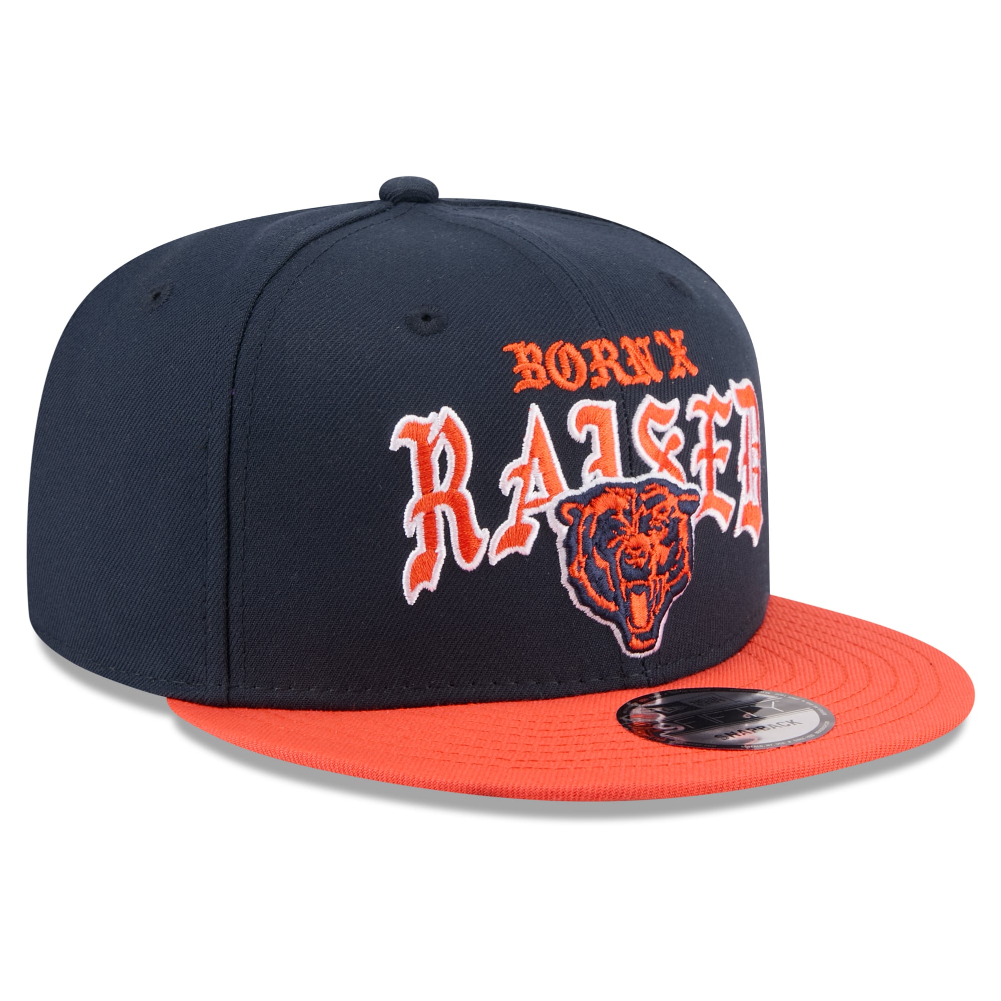 Casquette snapback New Era x Born x Raised Chicago Bears 9FIFTY pour homme, bleu marine et orange