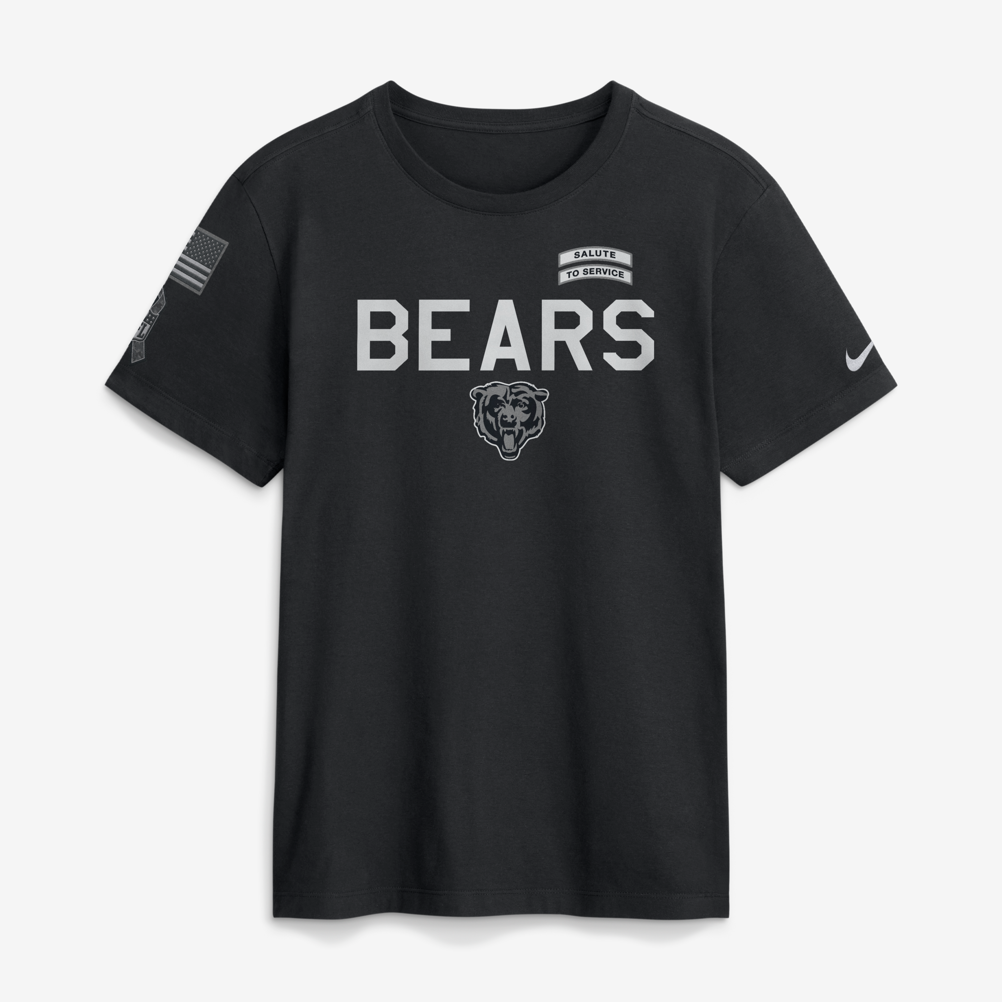 T-shirt Nike Dri-FIT noir pour homme Chicago Bears 2026 Salute to Service Sideline