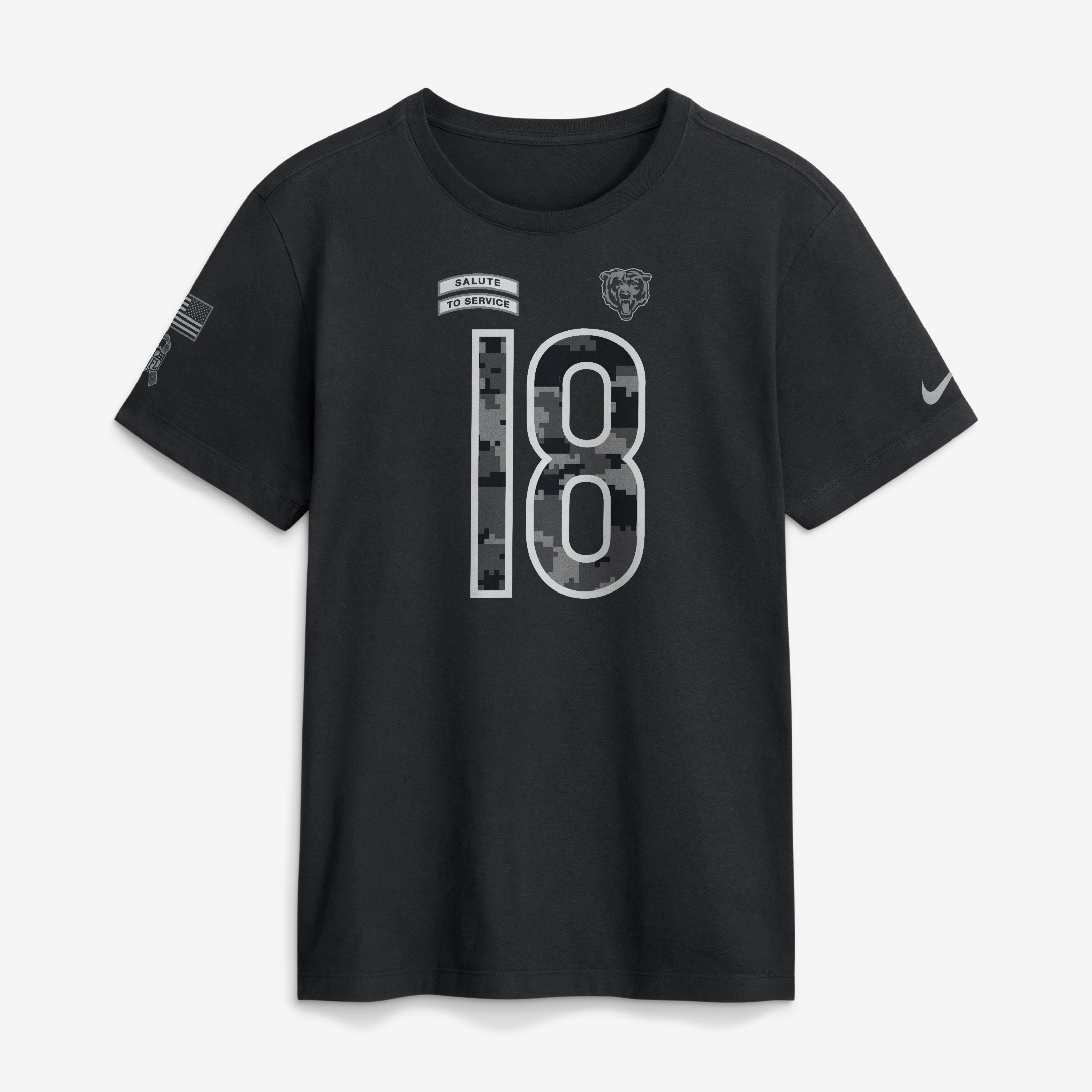 Men's Nike Caleb Williams Black Chicago Bears 2026 Salute to Service Name & Number T-Shirt