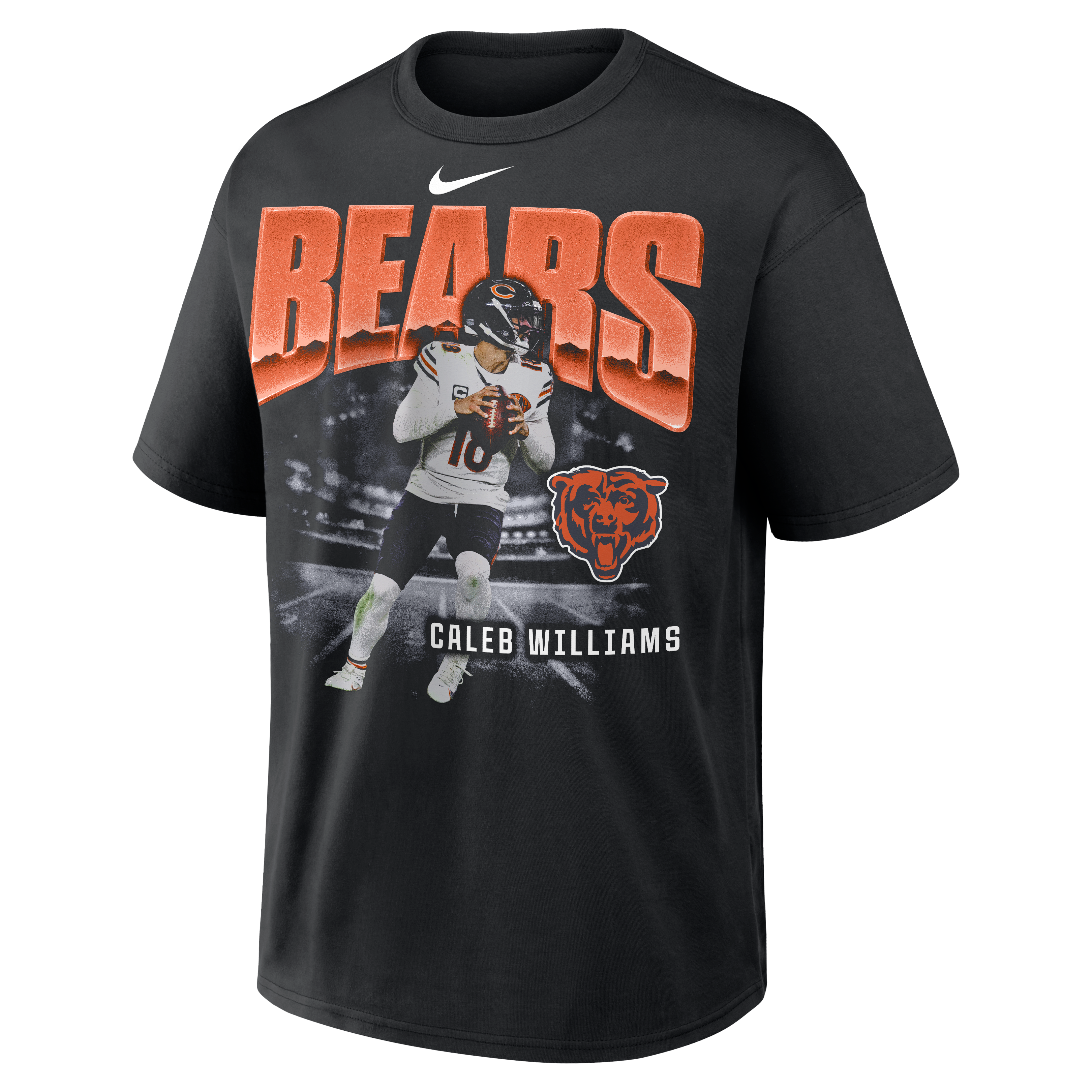 T-shirt Nike Max90 pour homme, noir, avec logo du joueur des Chicago Bears, Caleb Williams