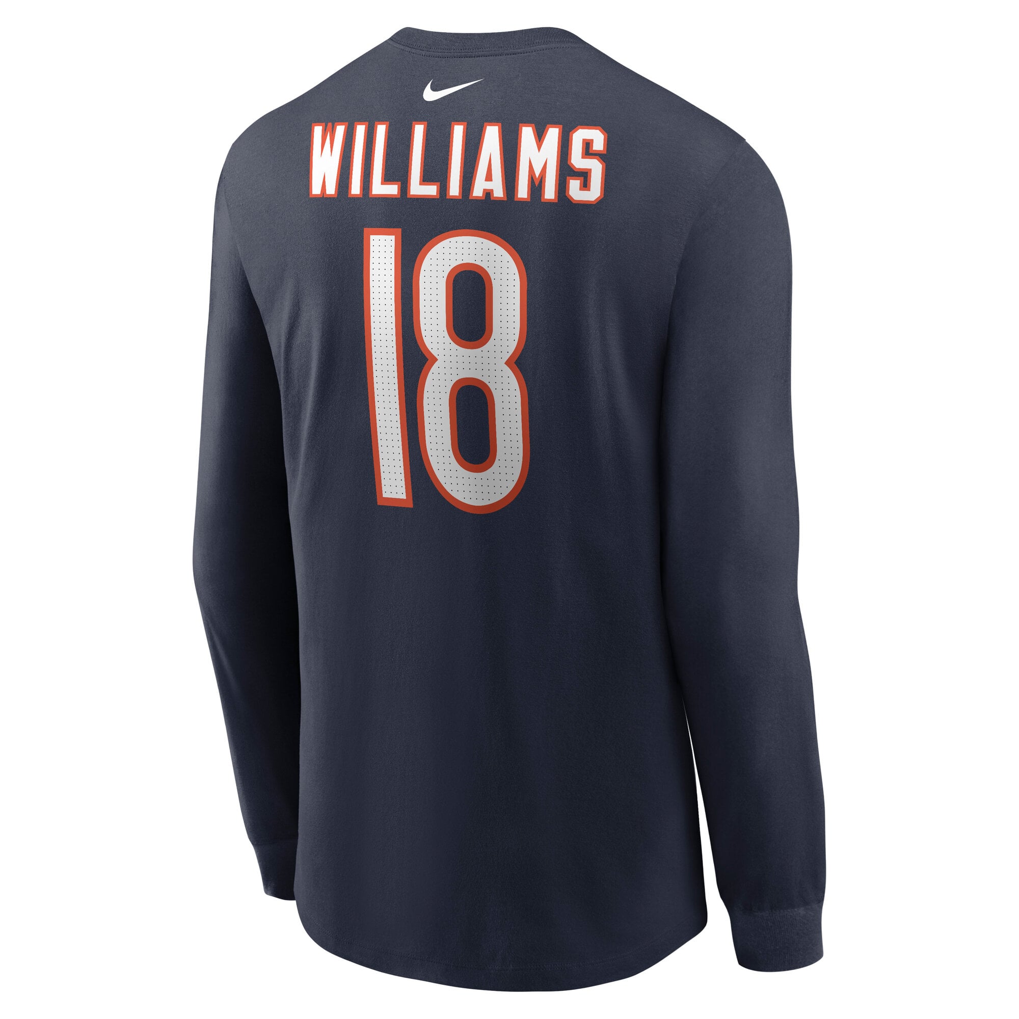T-shirt à manches longues Nike Caleb Williams bleu marine Chicago Bears pour homme, avec nom et numéro