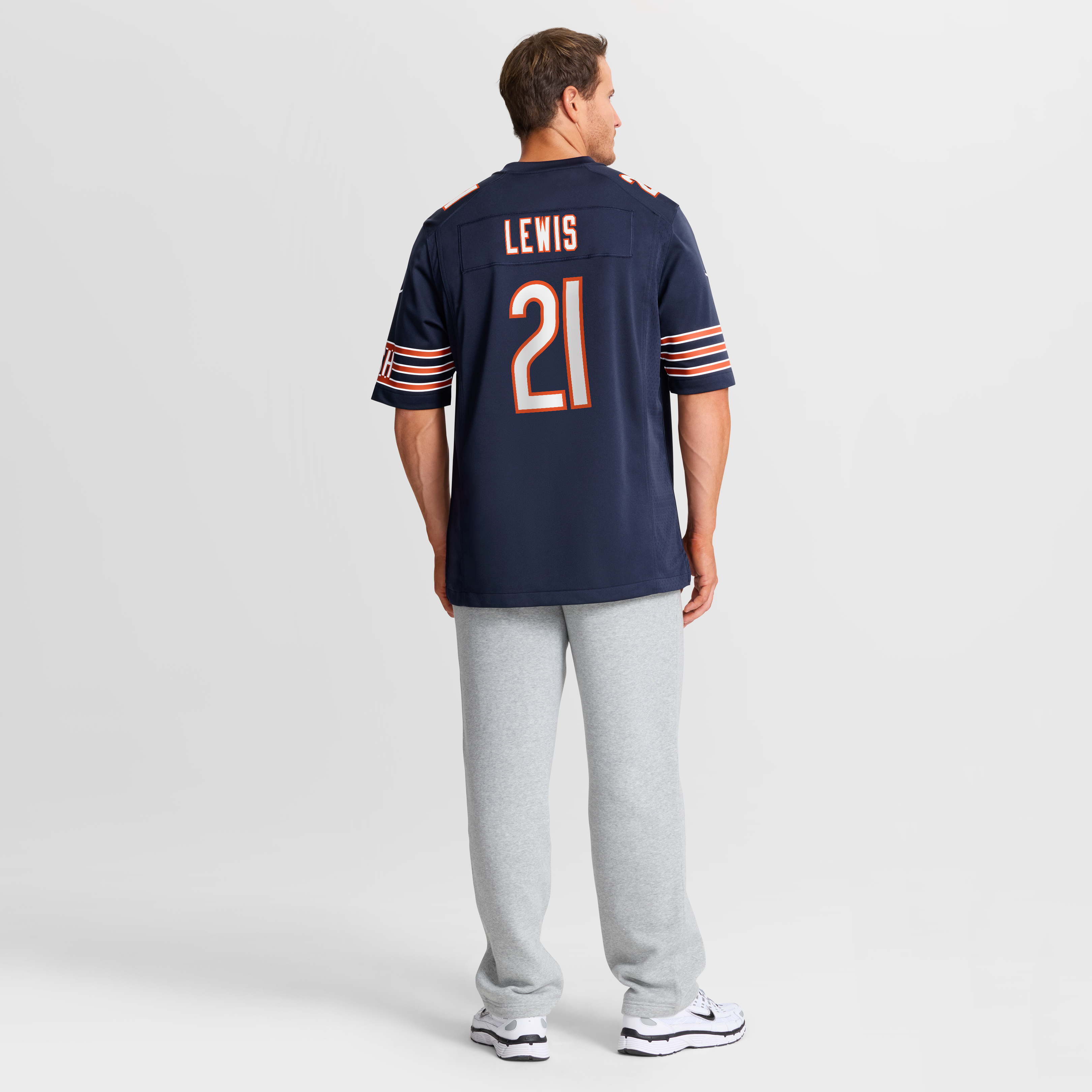 Maillot de match Nike Cam Lewis bleu marine des Chicago Bears pour homme