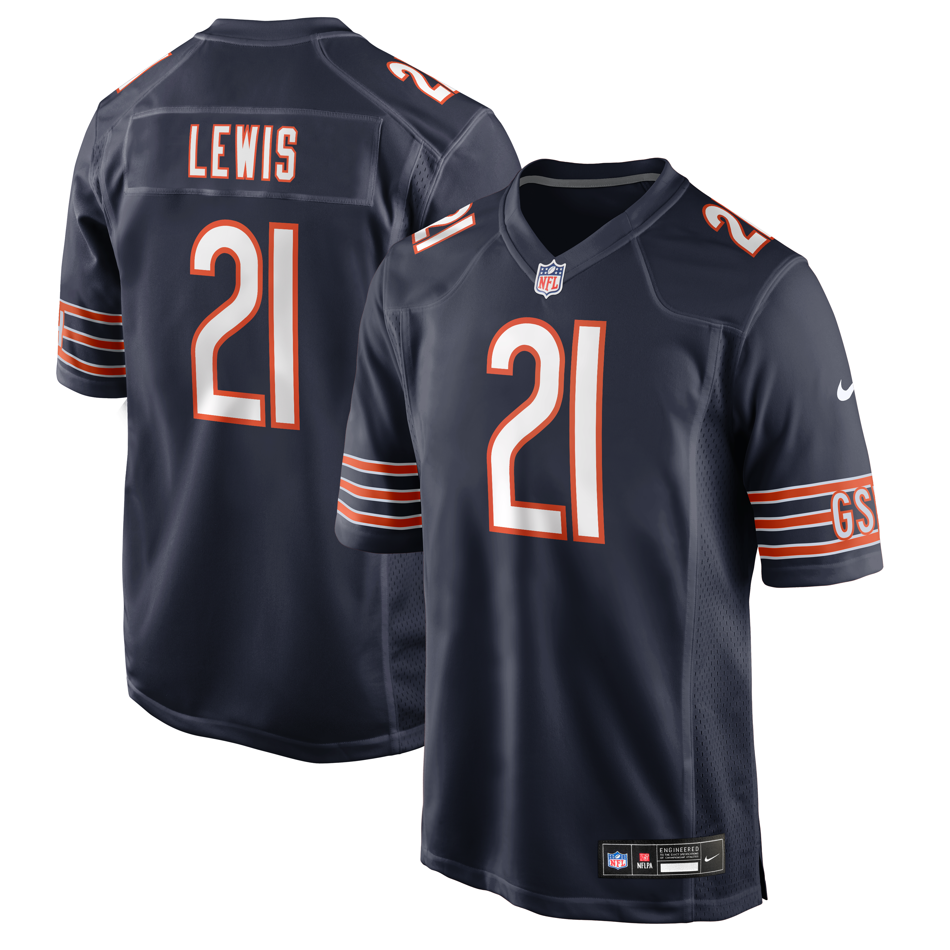 Maillot de match Nike Cameron Lewis bleu marine des Bears Chicago pour homme