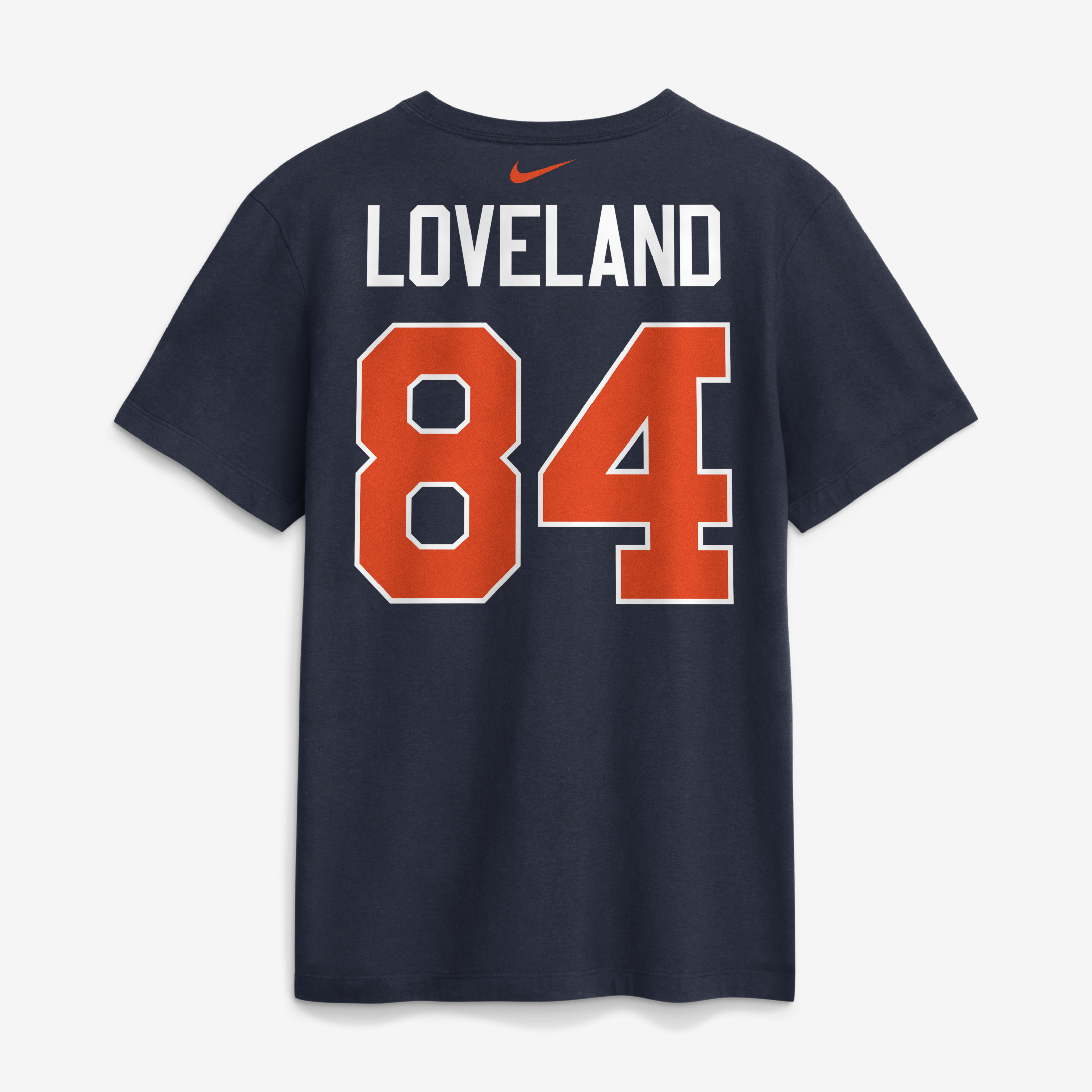 T-shirt Nike Colston Loveland bleu marine Chicago Bears Collection Rivalités 2026 pour homme, avec nom et numéro du joueur