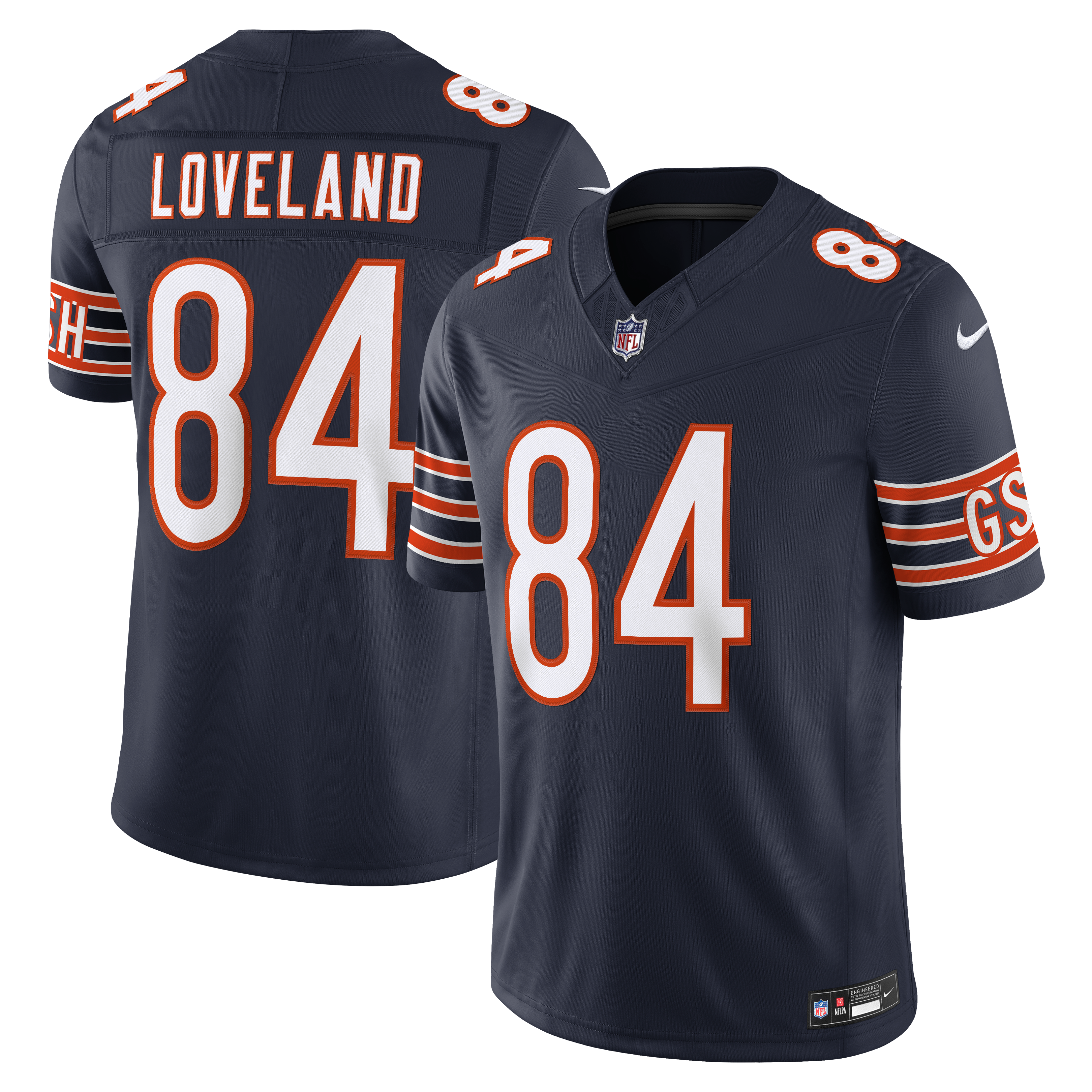 Maillot Nike Colston Loveland bleu marine Chicago Bears Team Vapor F.U.S.E. Stitched Limited pour homme