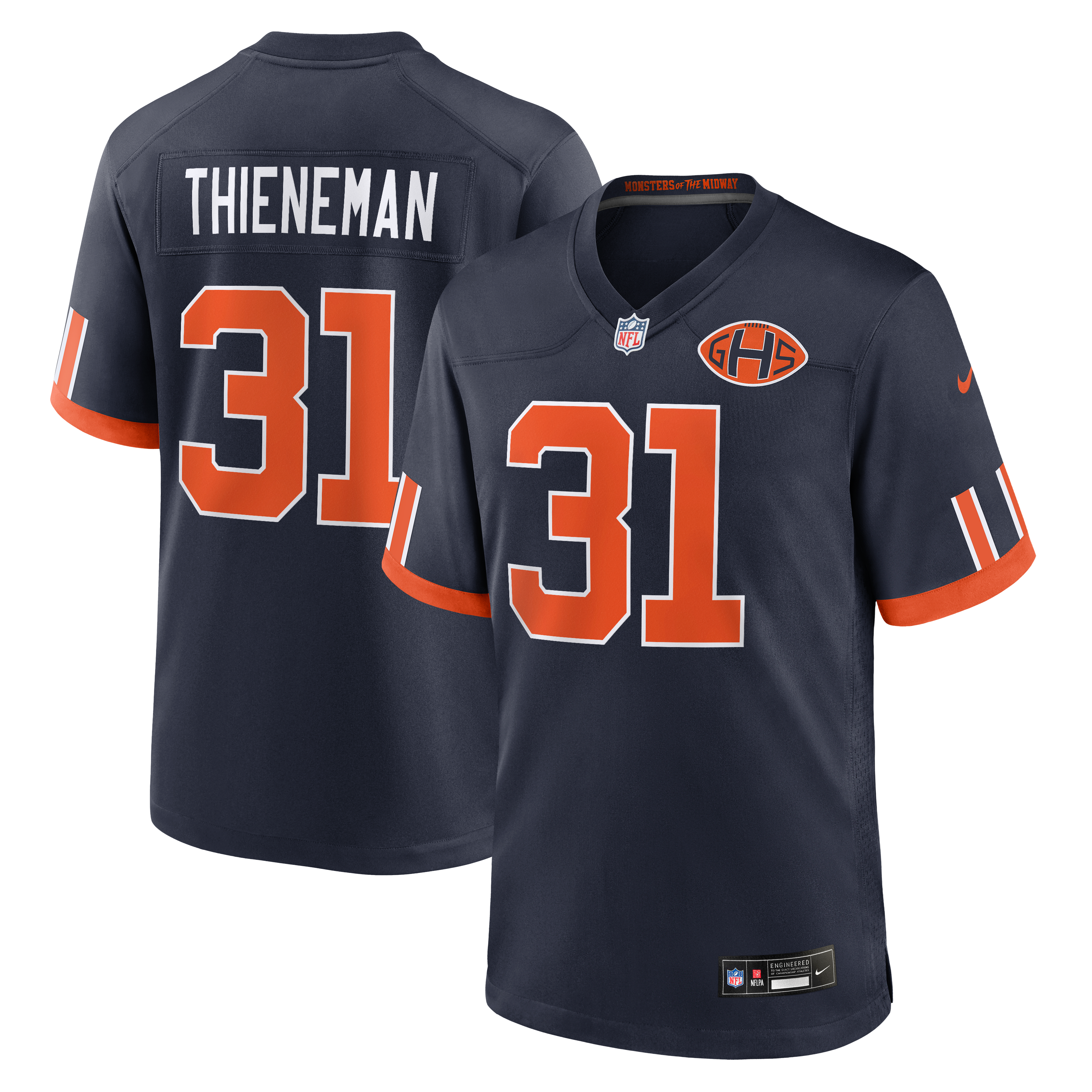 Maillot de match Nike Dillon Thieneman bleu marine Chicago Bears Collection Rivalités 2026 pour homme