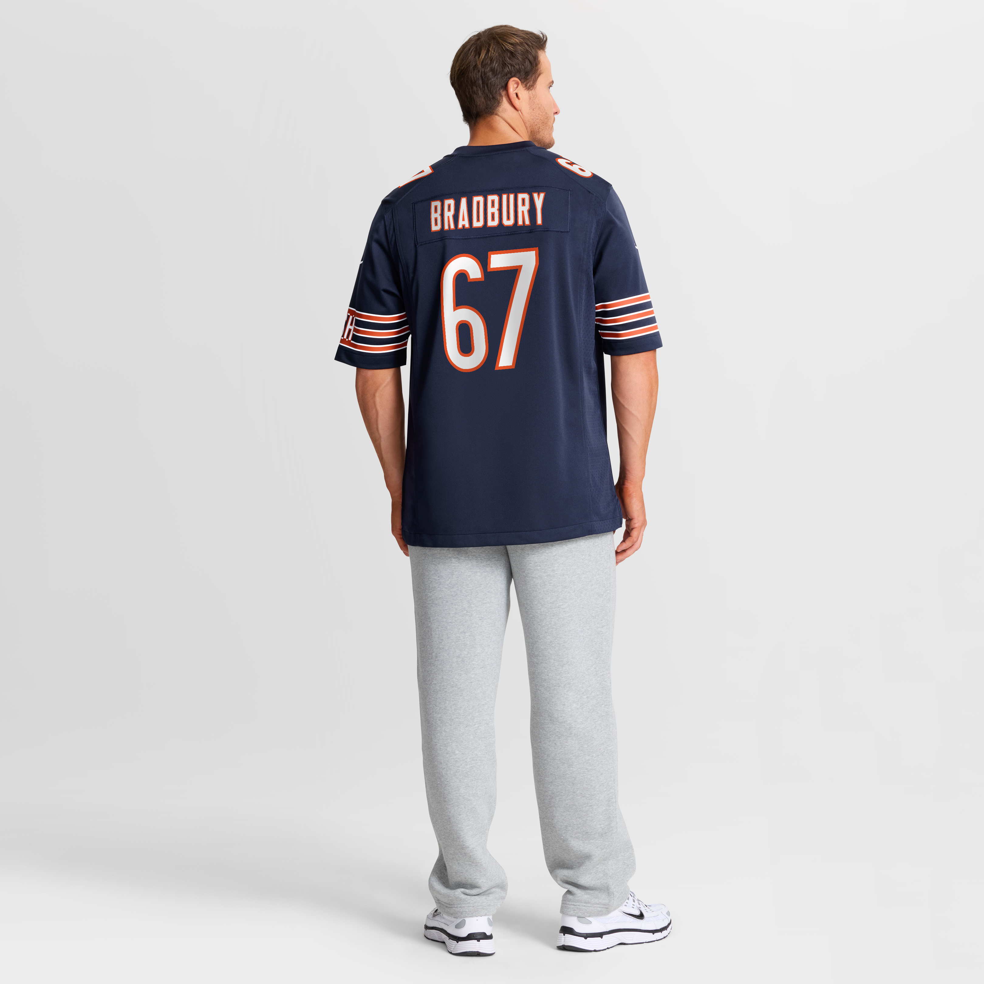 Maillot de match Nike Garrett Bradbury bleu marine des Chicago Bears pour homme