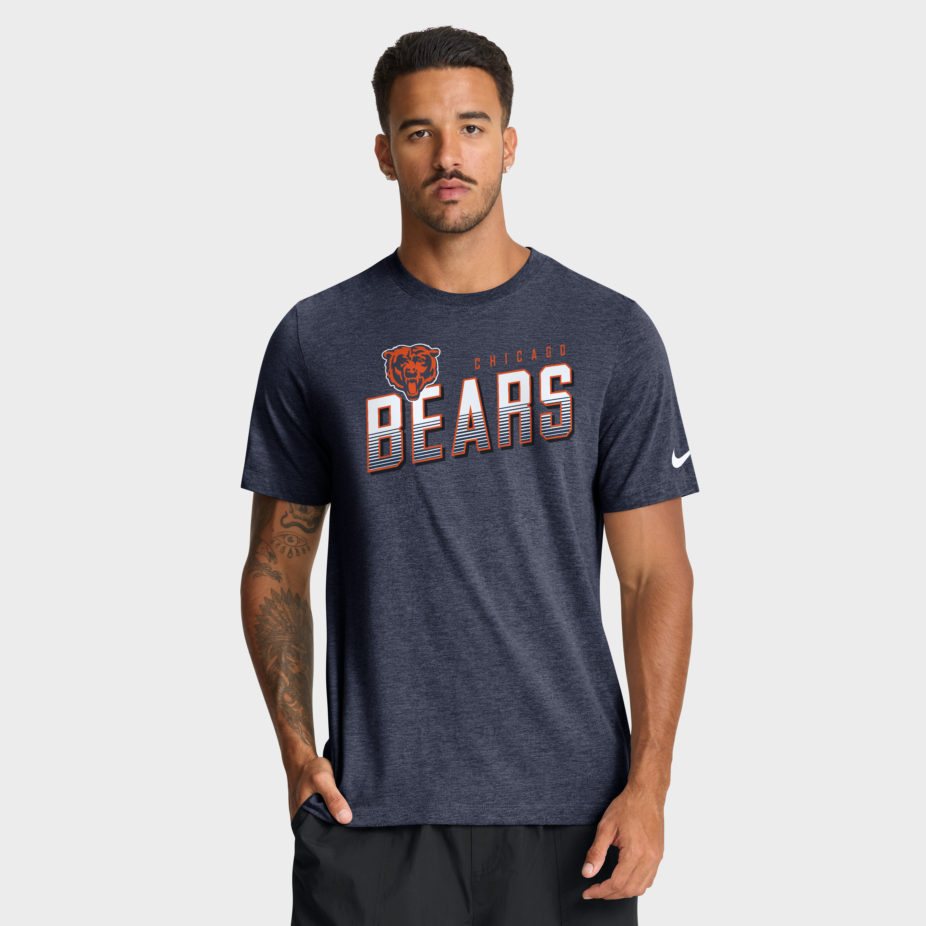 T-shirt Nike Heather Navy Chicago Bears « Believe The Game » pour homme, mélange de trois matières