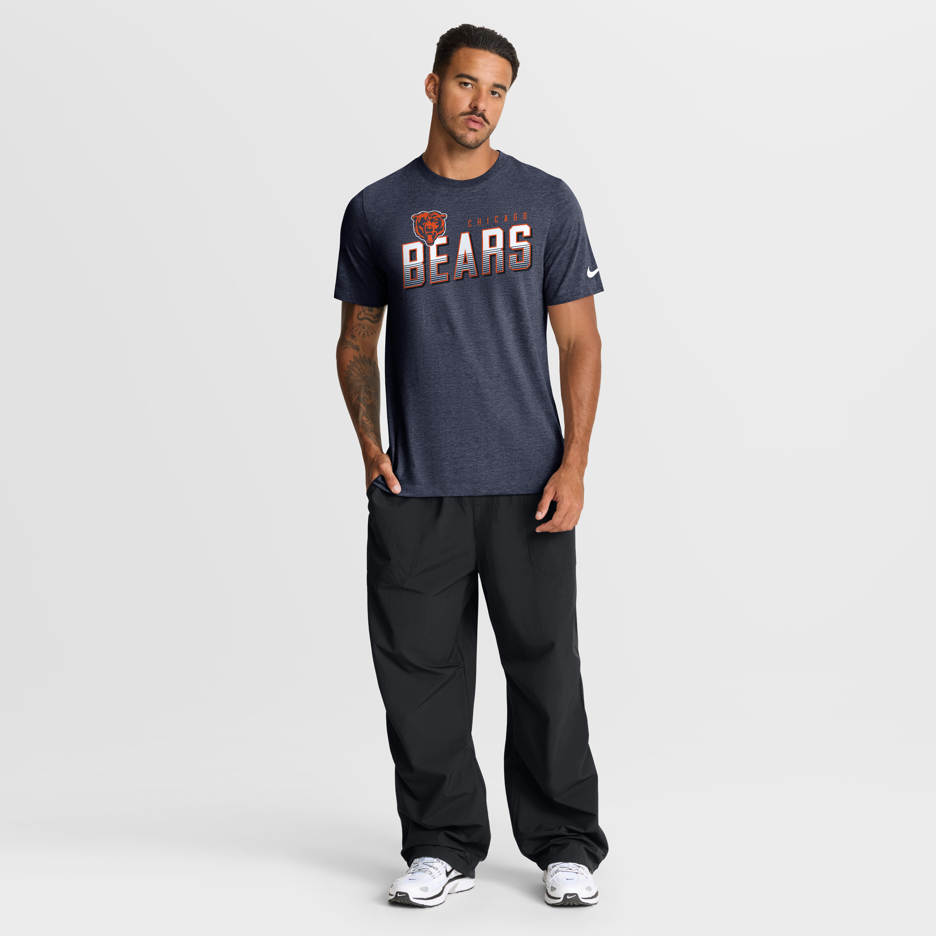 T-shirt Nike Heather Navy Chicago Bears « Believe The Game » pour homme, mélange de trois matières