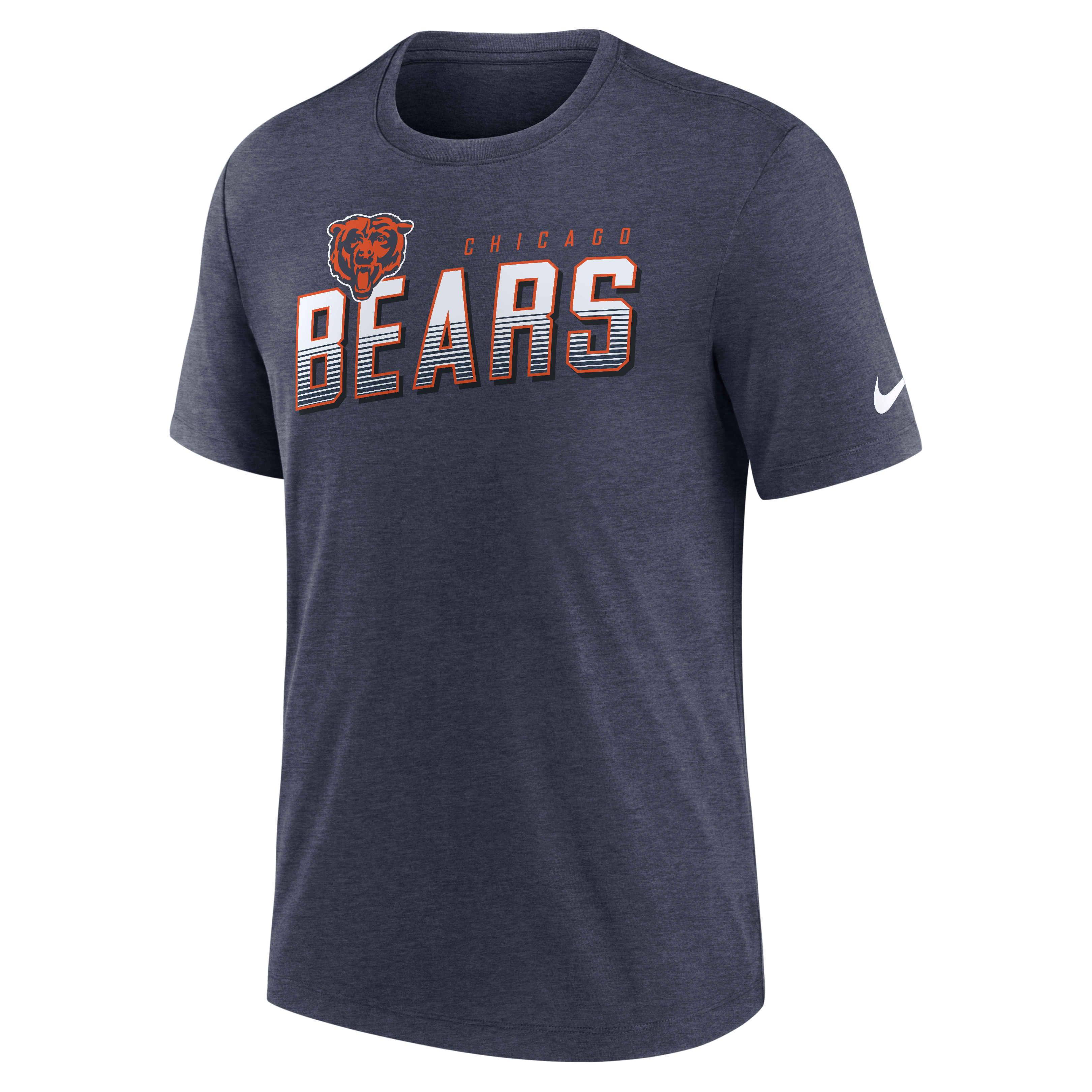 T-shirt Nike Heather Navy Chicago Bears « Believe The Game » pour homme, mélange de trois matières