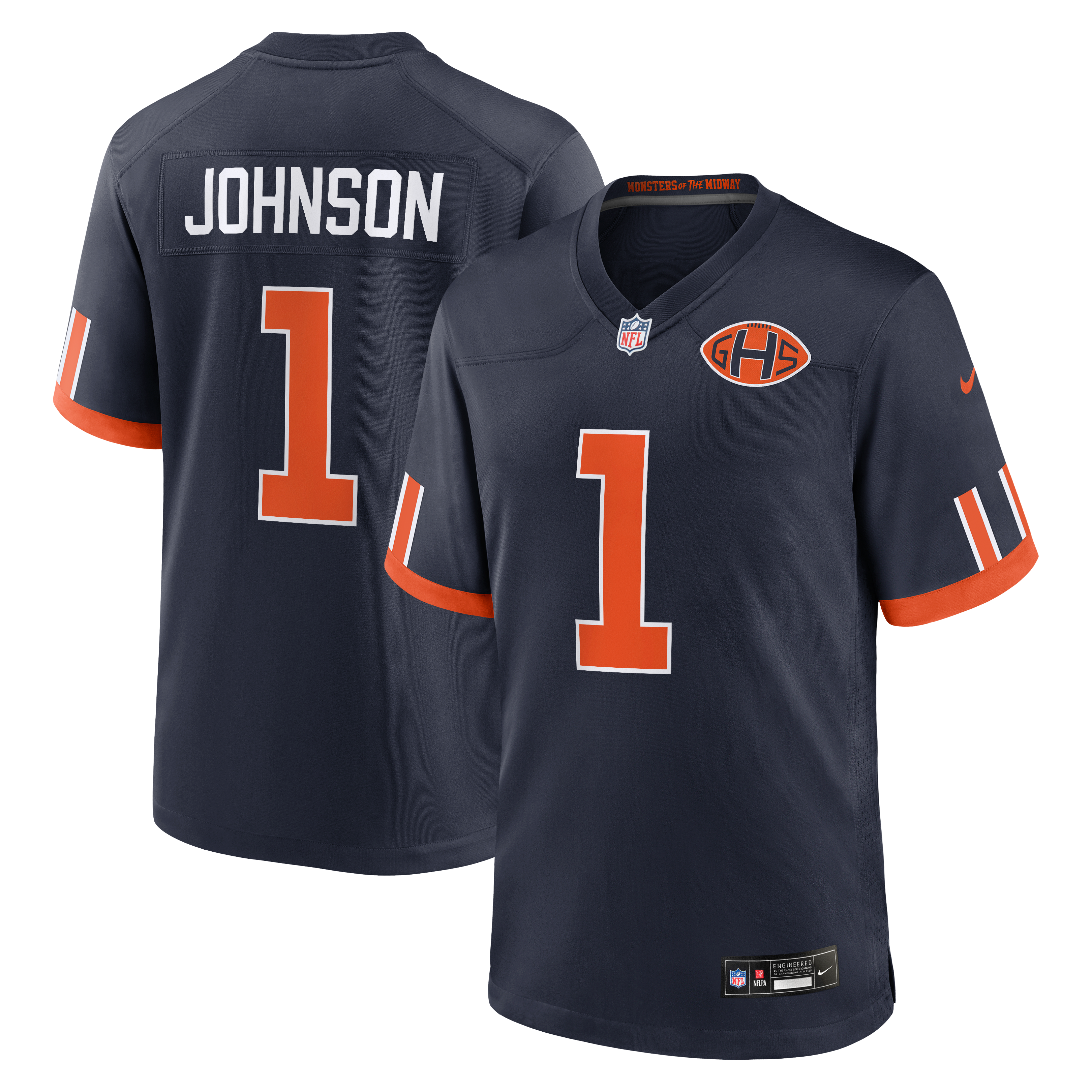 Maillot de match Nike Jaylon Johnson bleu marine Chicago Bears Collection Rivalités 2026 pour homme
