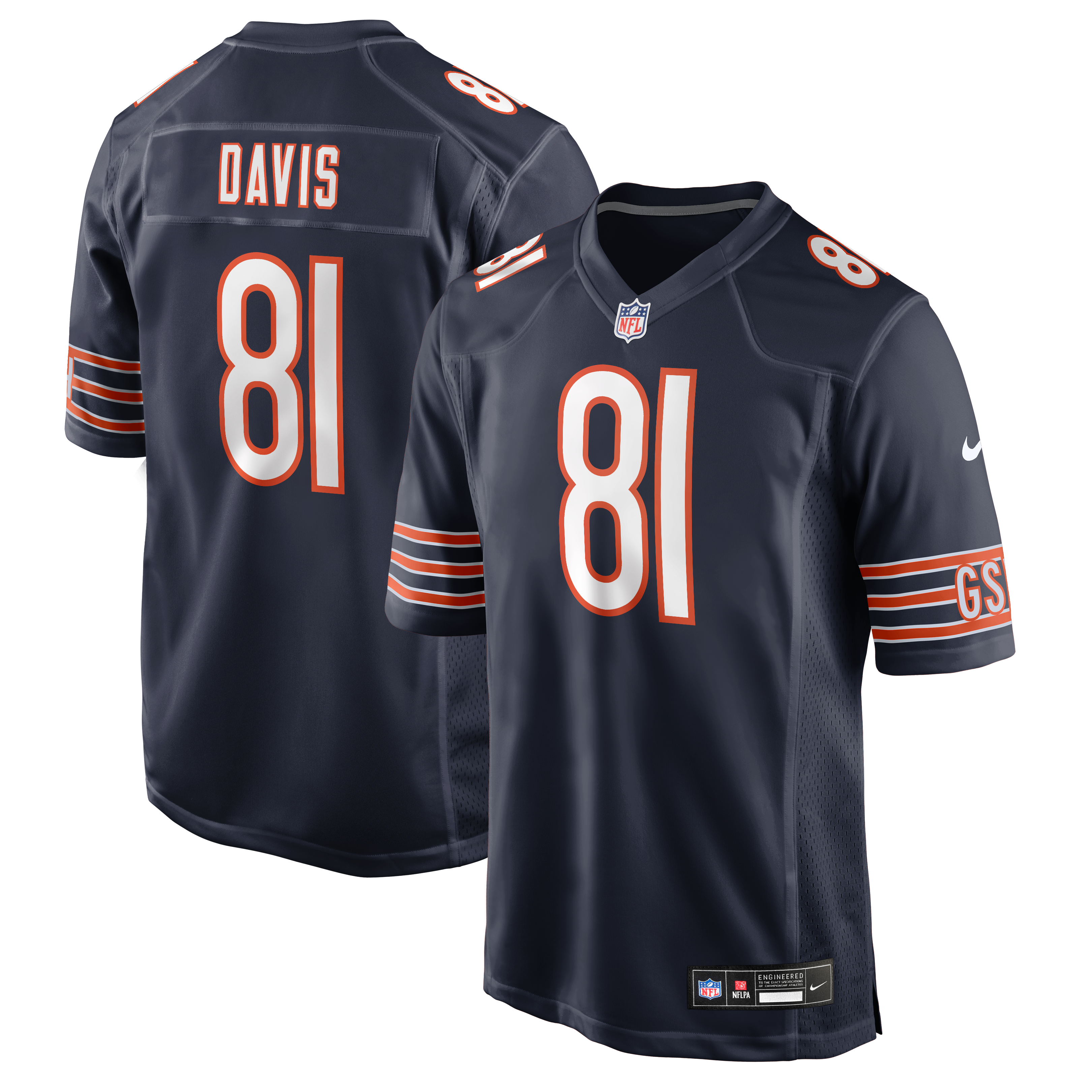 Men's Nike Kaden Davis Navy Chicago Bears Team Game Jersey