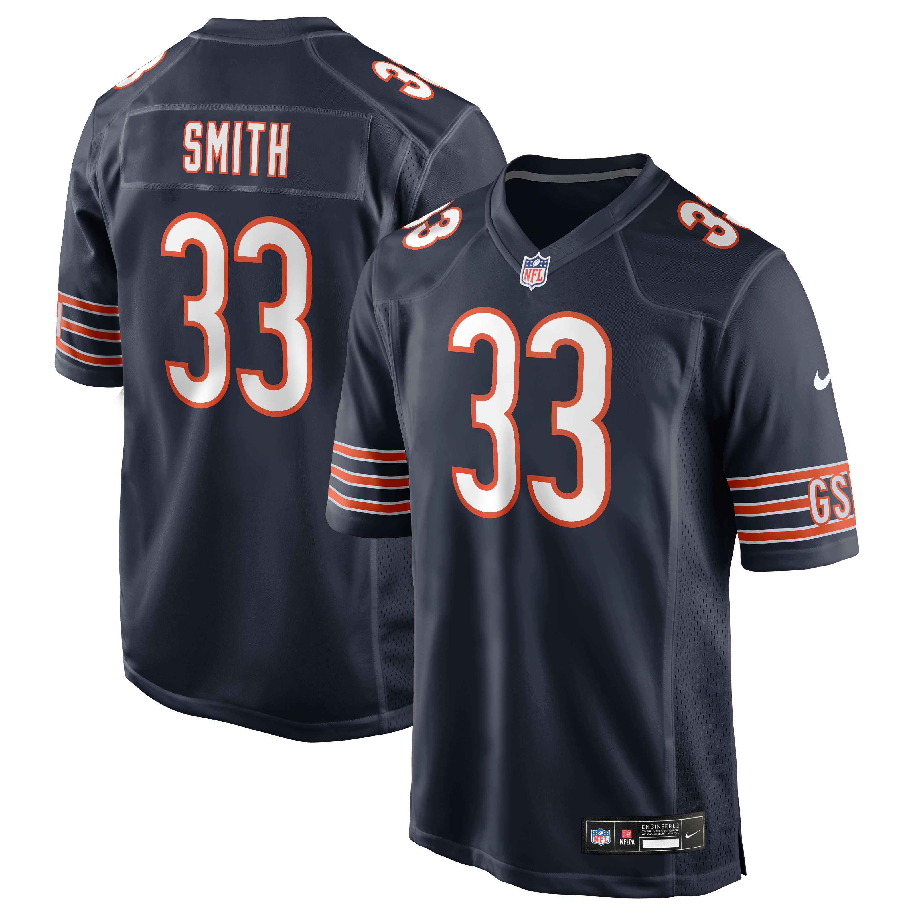 Maillot de match Nike Keidron Smith bleu marine des Chicago Bears pour homme