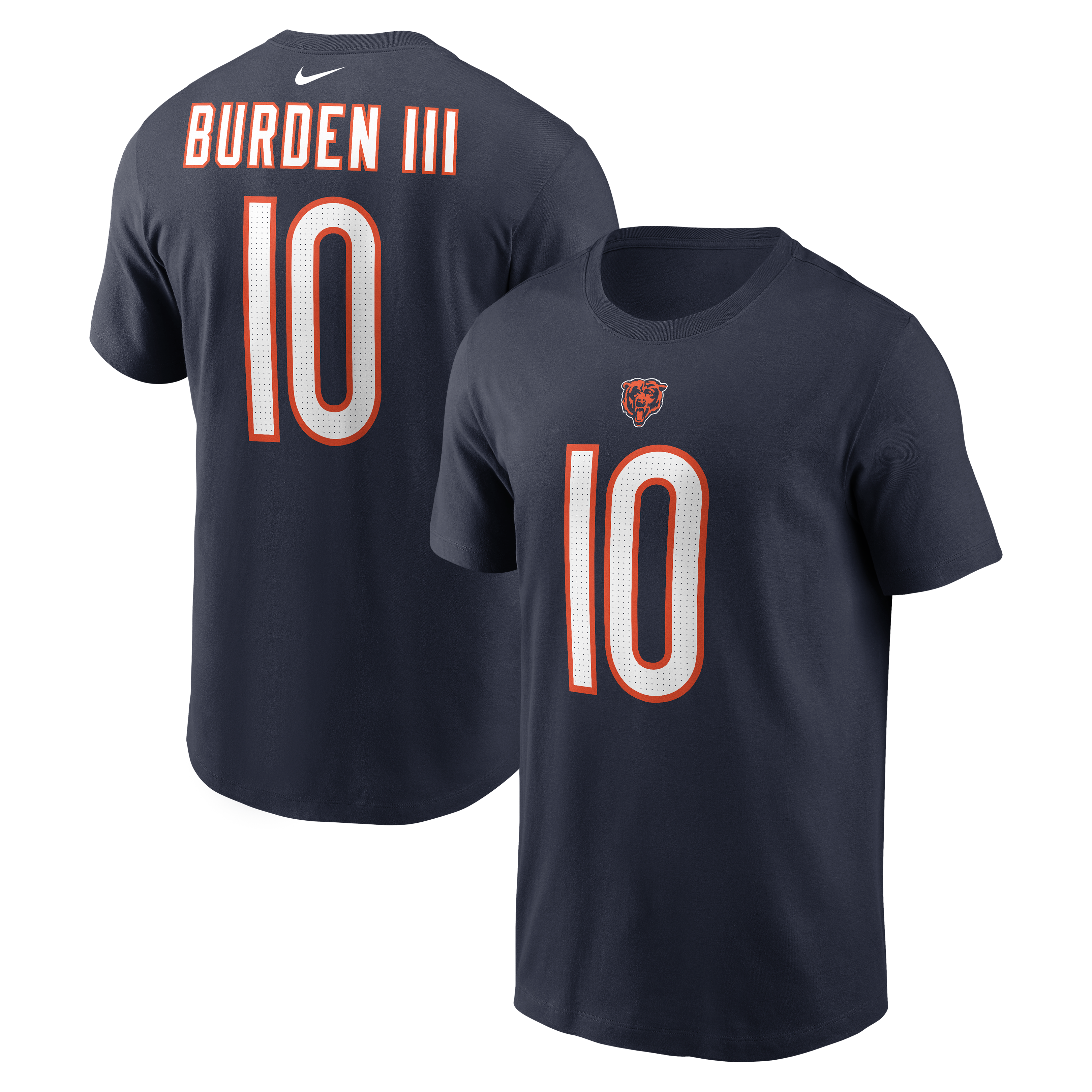T-shirt Nike Luther Burden III bleu marine Chicago Bears pour homme, avec nom et numéro