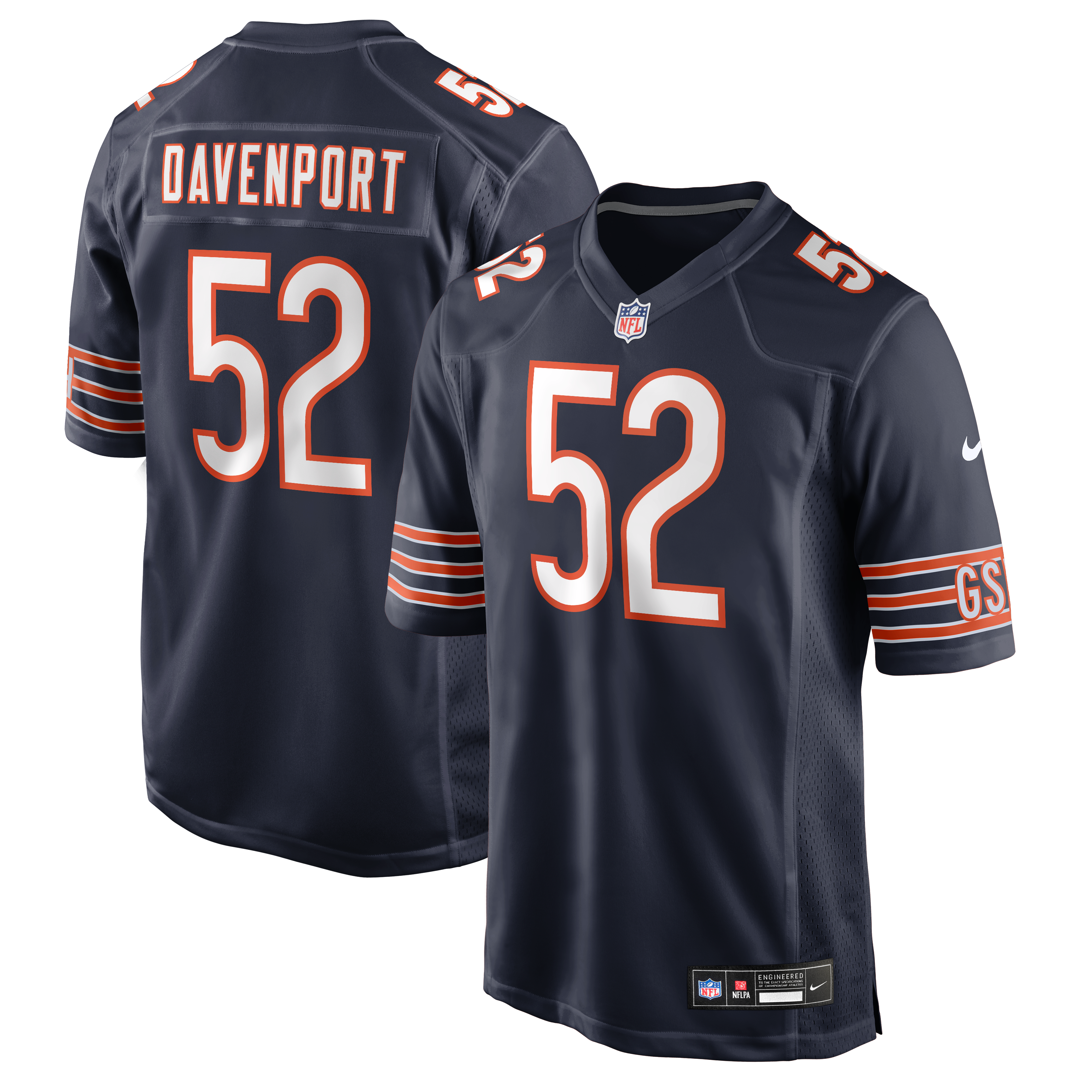 Men's Nike Marcus Davenport Navy Chicago Bears Team Game Jersey