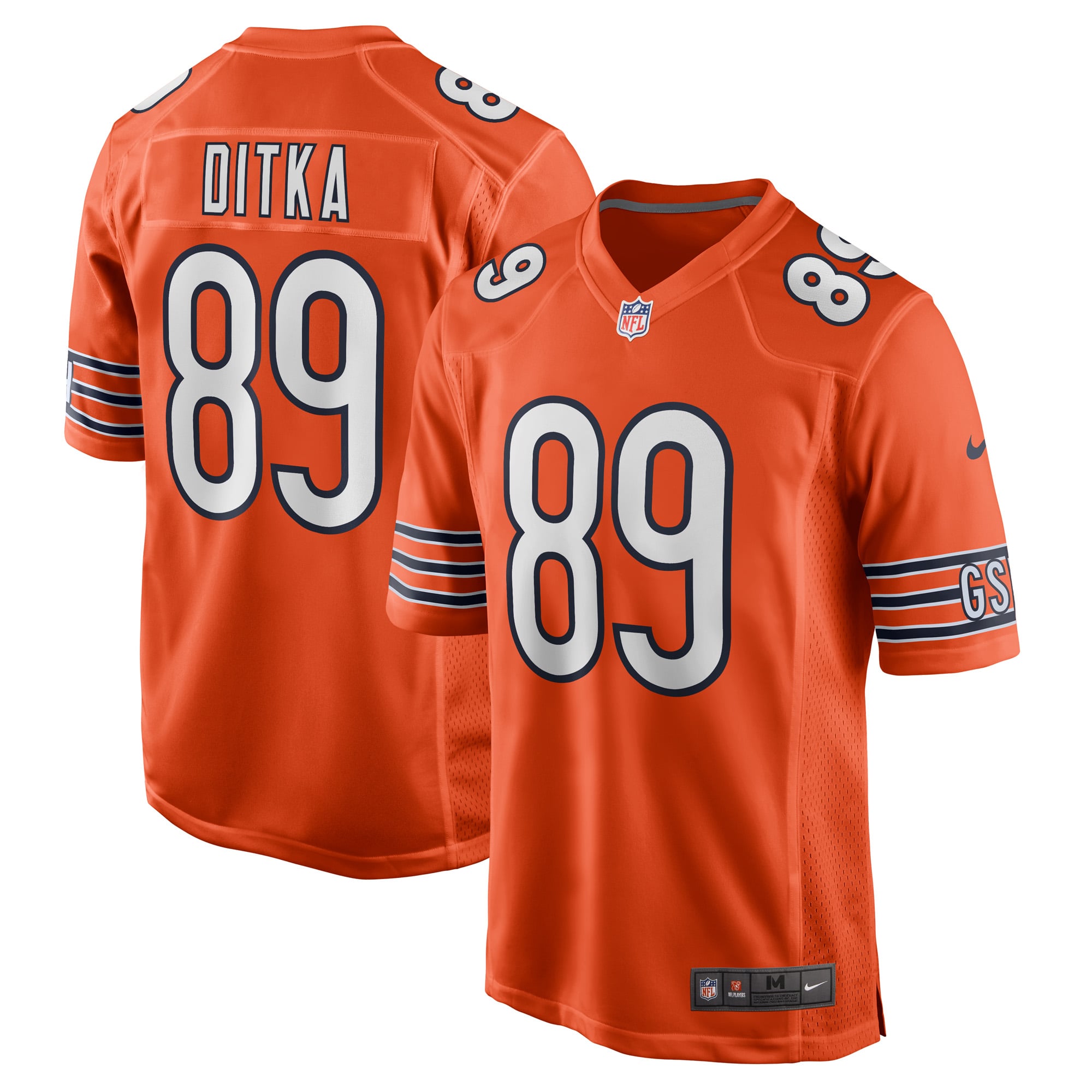 Maillot Nike Mike Ditka orange pour homme, joueur retraité des Chicago Bears, match alternatif