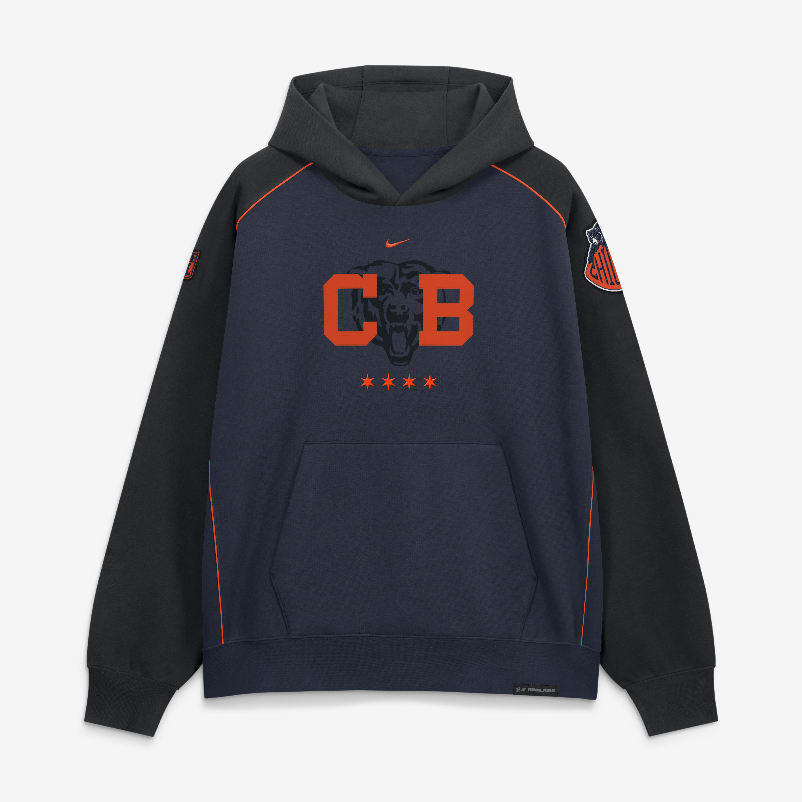 Sweat à capuche Nike Air pour homme, coloris marine, collection Chicago Bears 2026 Rivalries.