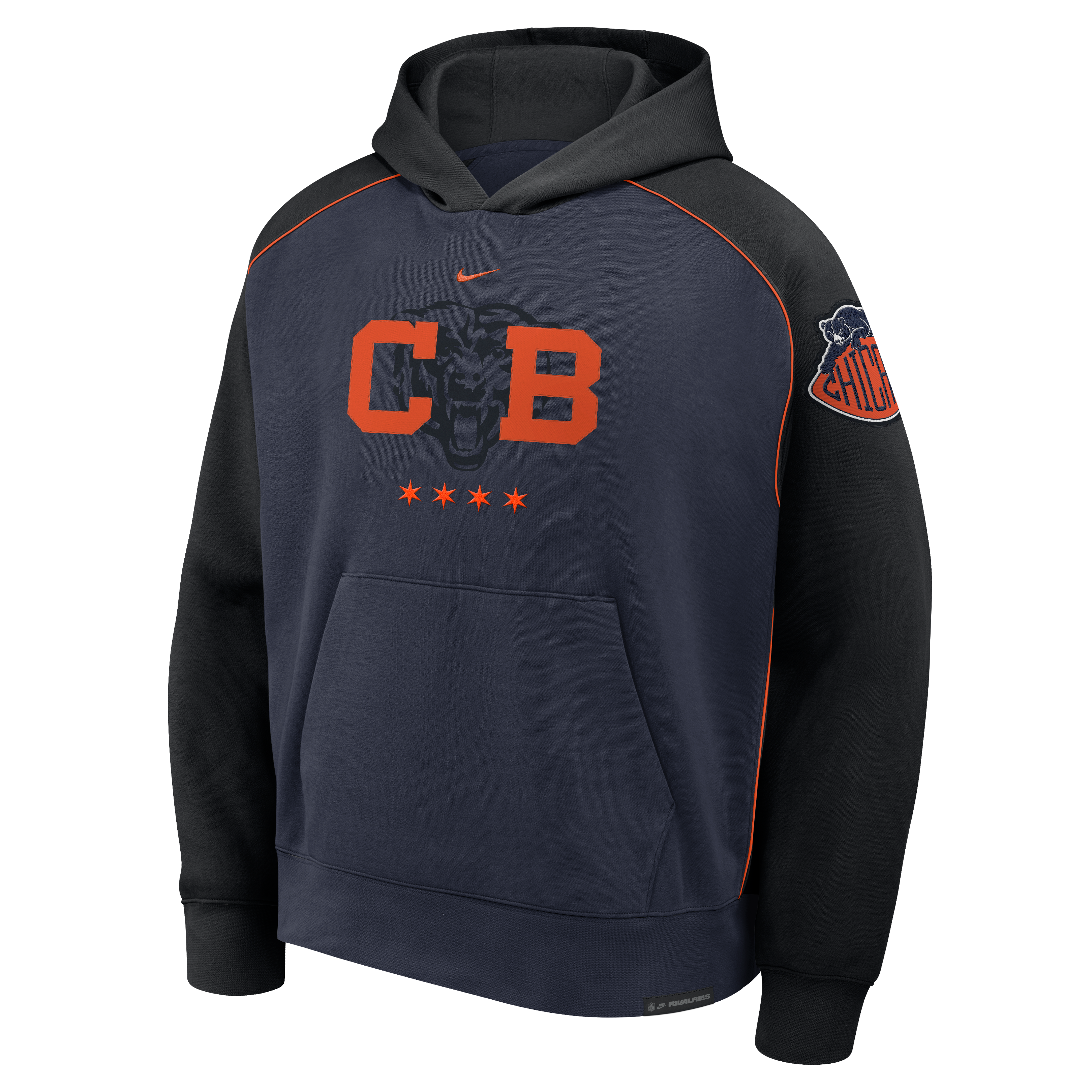Sweat à capuche Nike Air pour homme, coloris marine, collection Chicago Bears 2026 Rivalries.