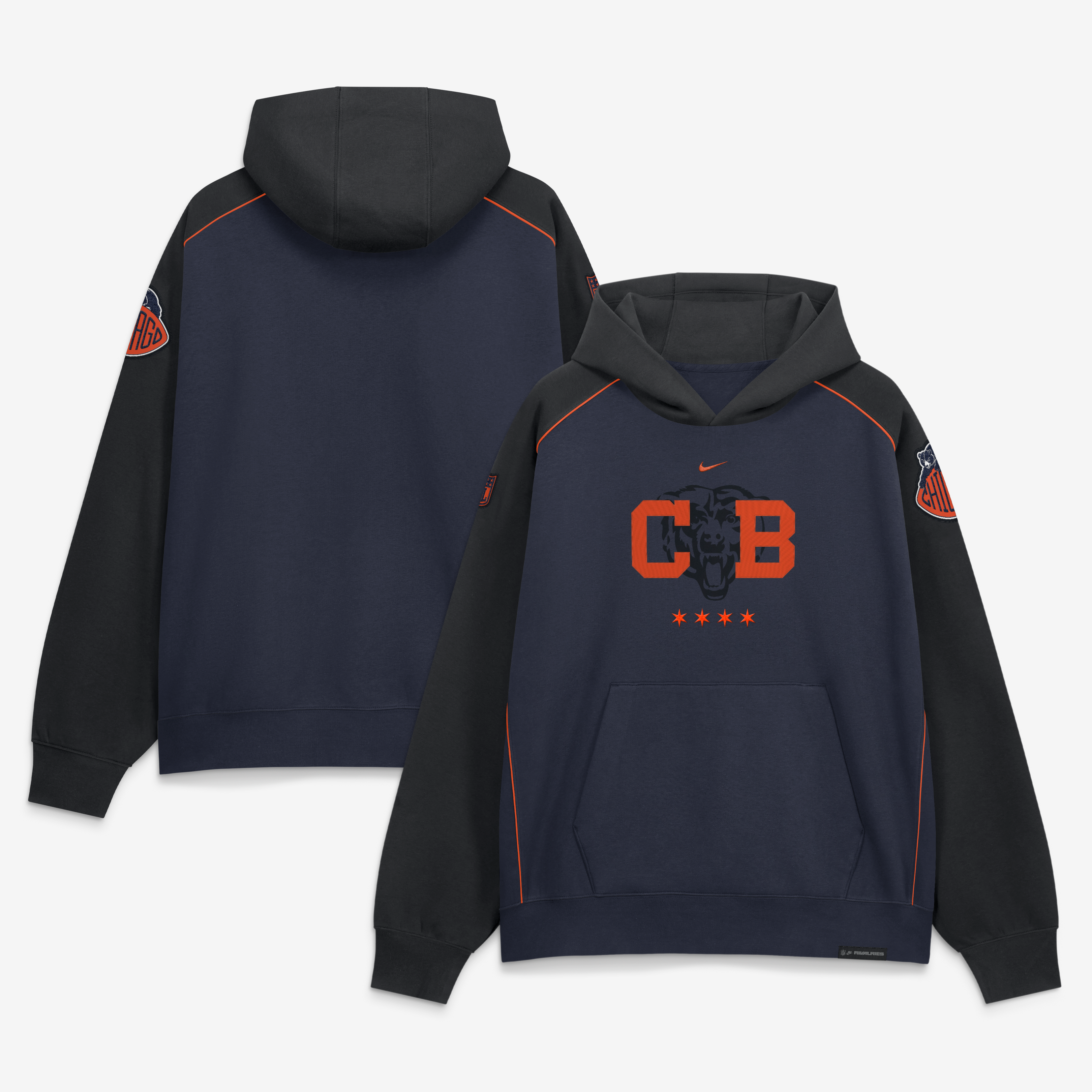 Sweat à capuche Nike Air pour homme, coloris marine, collection Chicago Bears 2026 Rivalries.