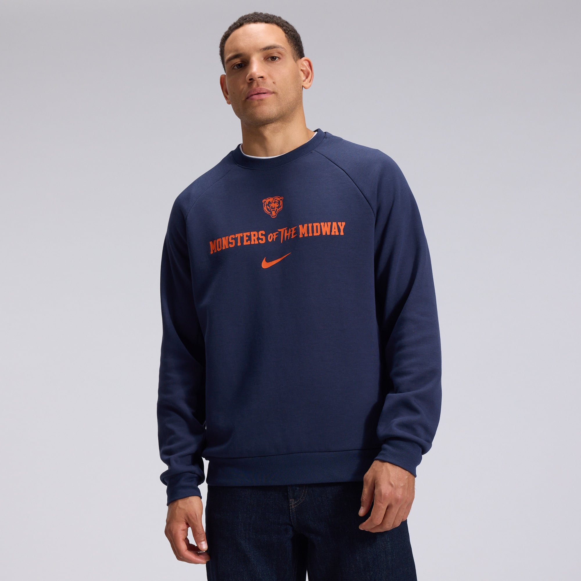 Men's Nike Navy Chicago Bears 2026 Rivalries Collection Dri-FIT Crew Sweatshirt