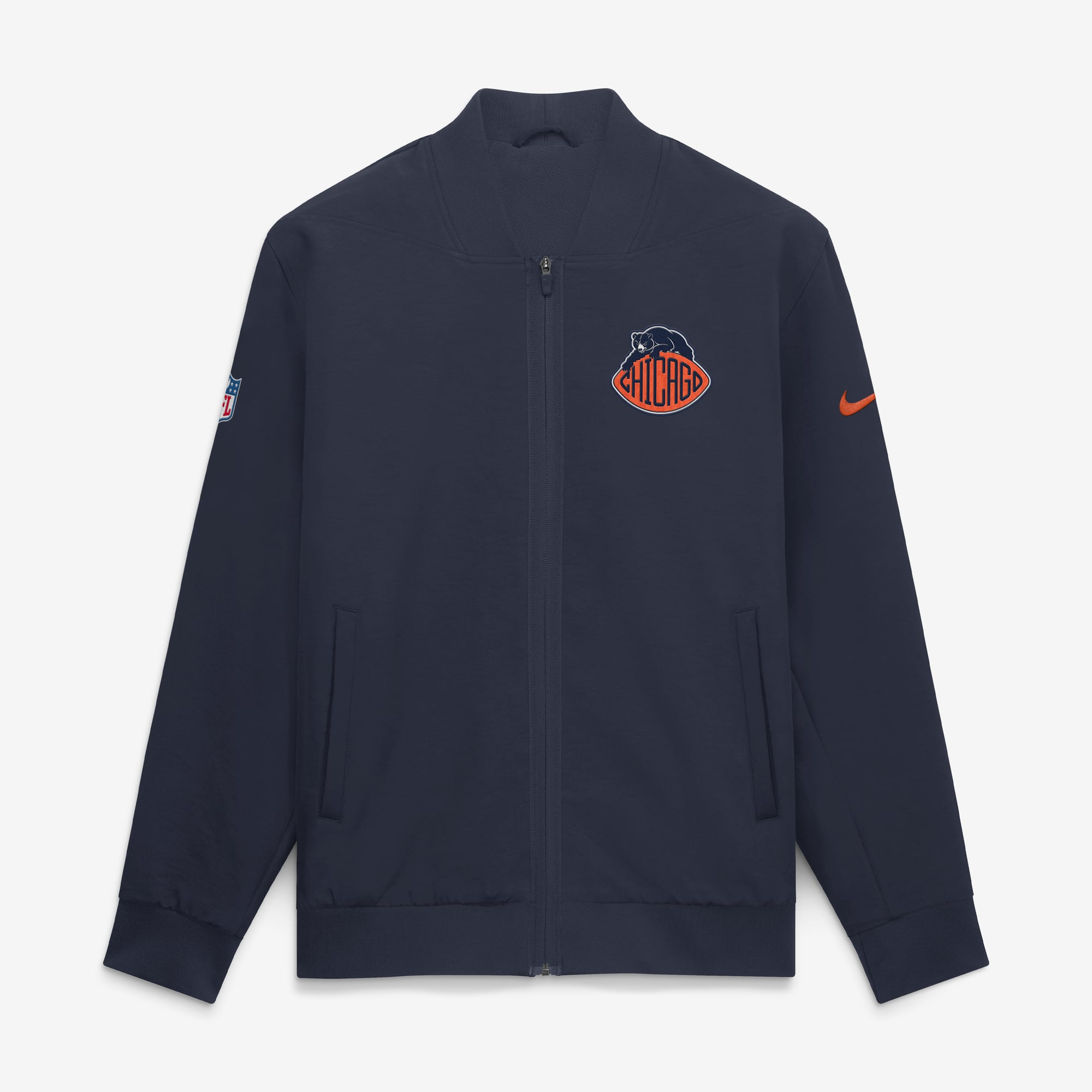 Men's Nike Navy Chicago Bears 2026 Rivalries Collection Sideline Bomber Jacket