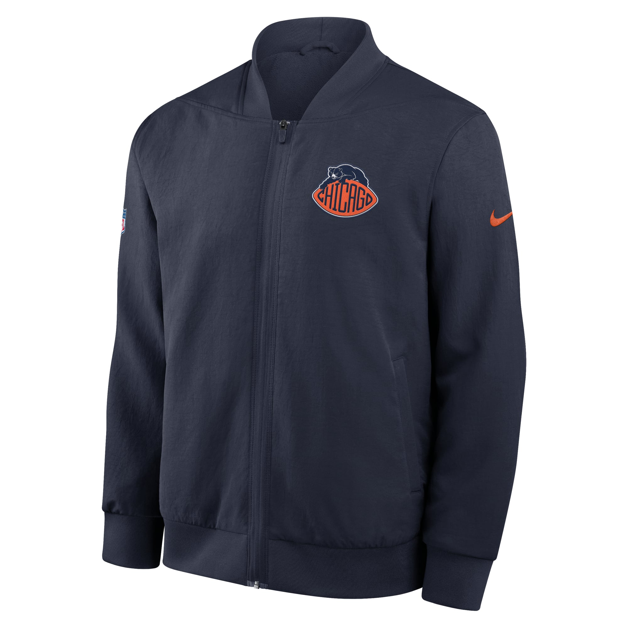 Men's Nike Navy Chicago Bears 2026 Rivalries Collection Sideline Bomber Jacket
