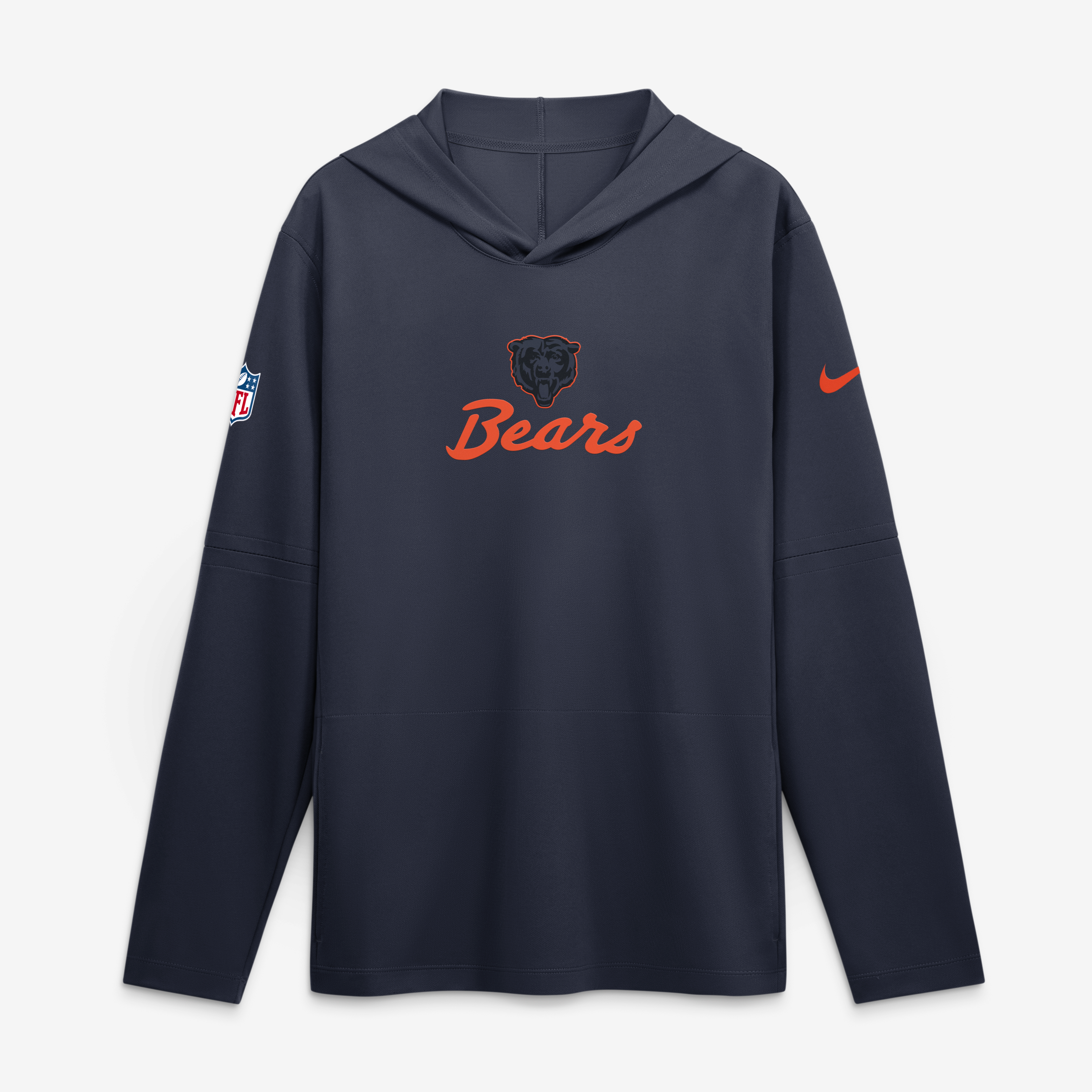 Men's Nike Navy Chicago Bears 2026 Rivalries Collection Sideline Lightweight Hooded Long Sleeve Top