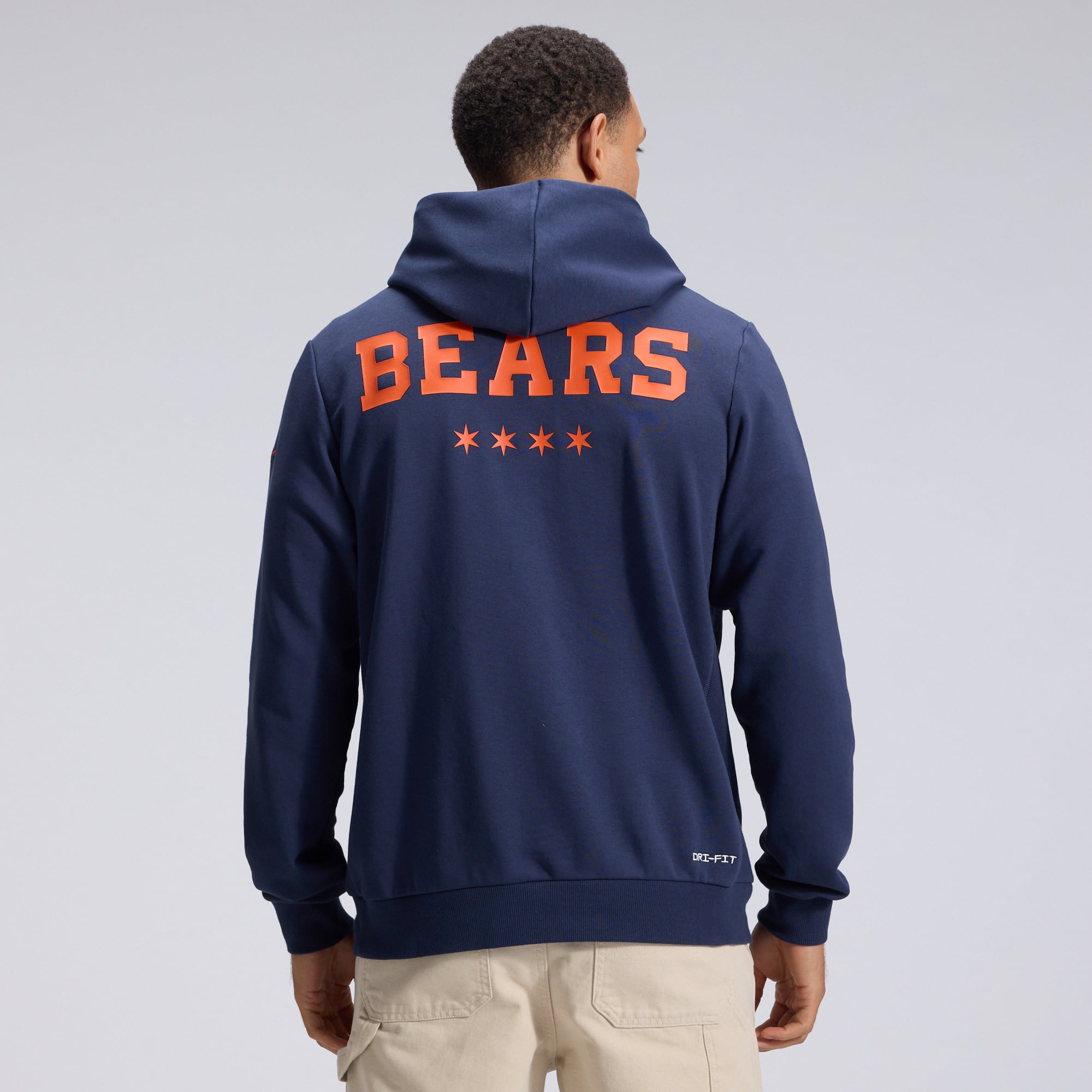 Sweat à capuche Nike Chicago Bears bleu marine, collection Rivalries 2026, modèle standard.