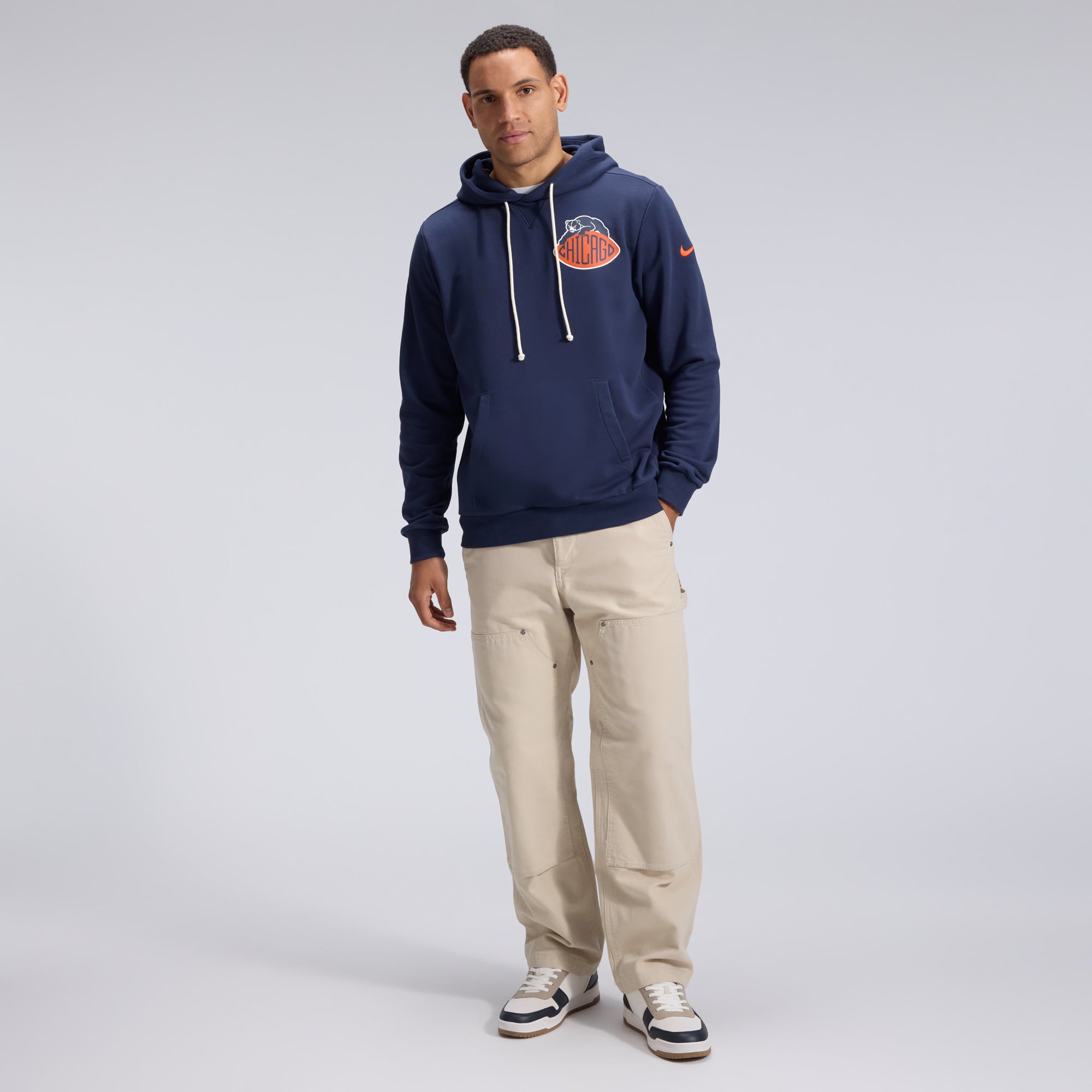 Sweat à capuche Nike Chicago Bears bleu marine, collection Rivalries 2026, modèle standard.