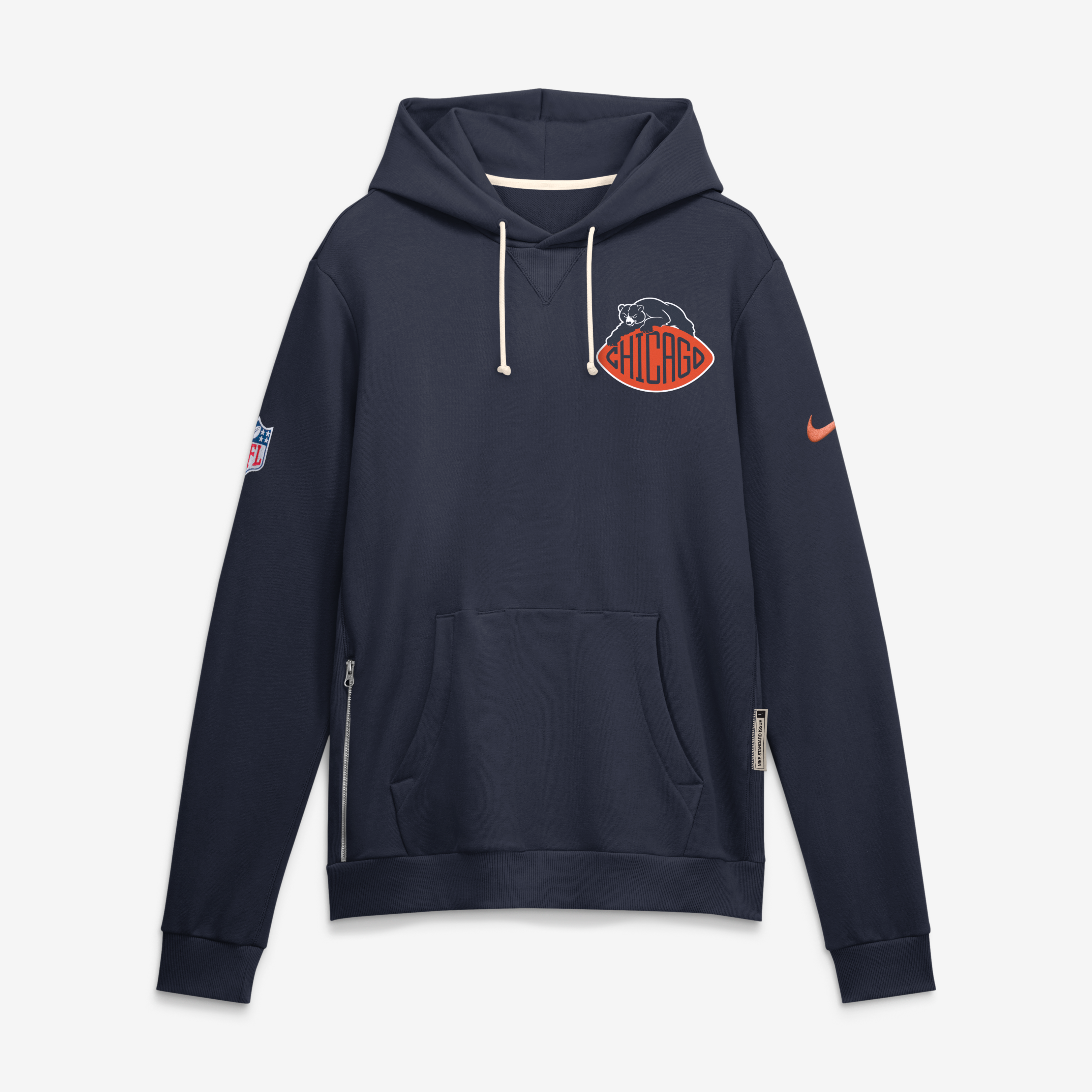 Sweat à capuche Nike Chicago Bears bleu marine, collection Rivalries 2026, modèle standard.