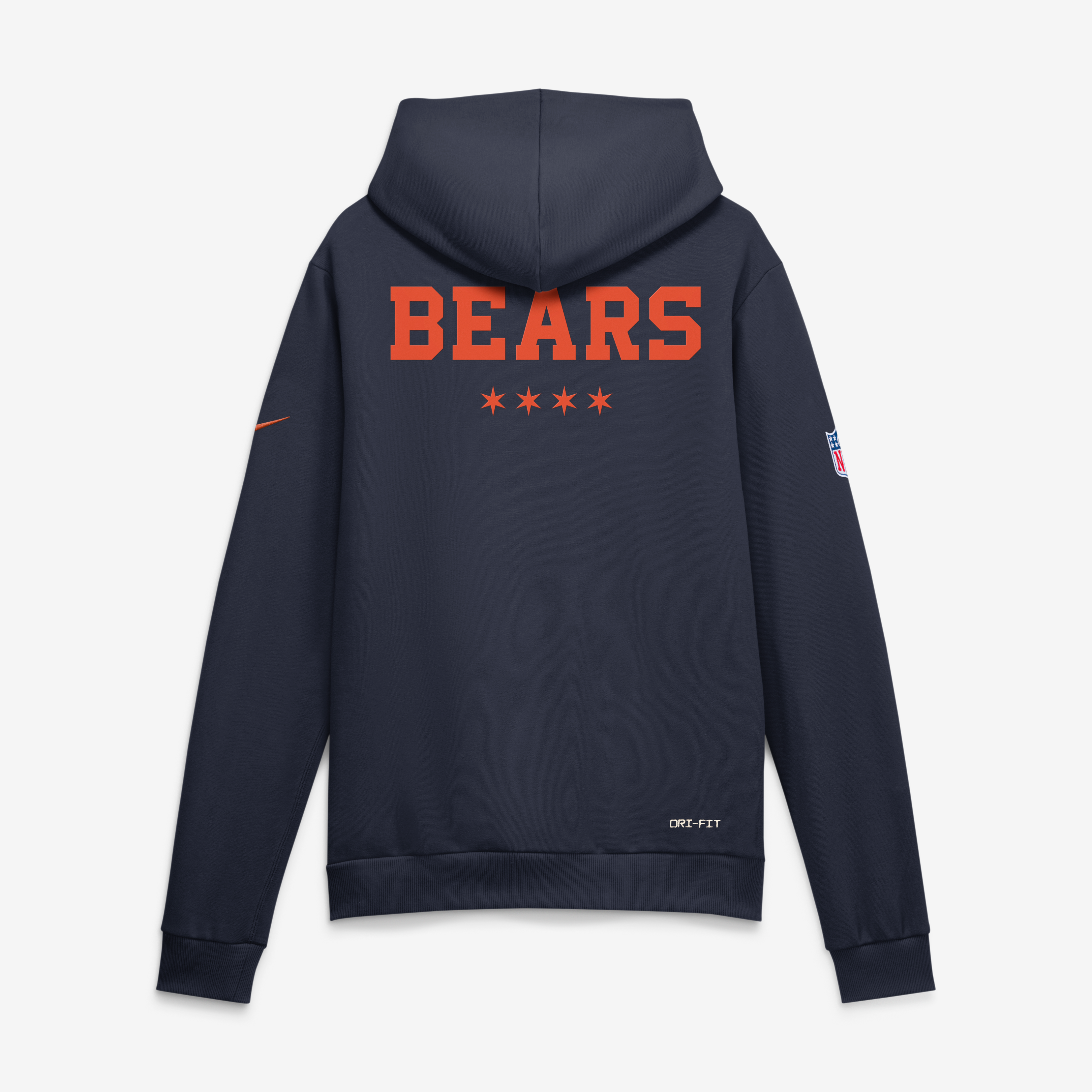 Sweat à capuche Nike Chicago Bears bleu marine, collection Rivalries 2026, modèle standard.