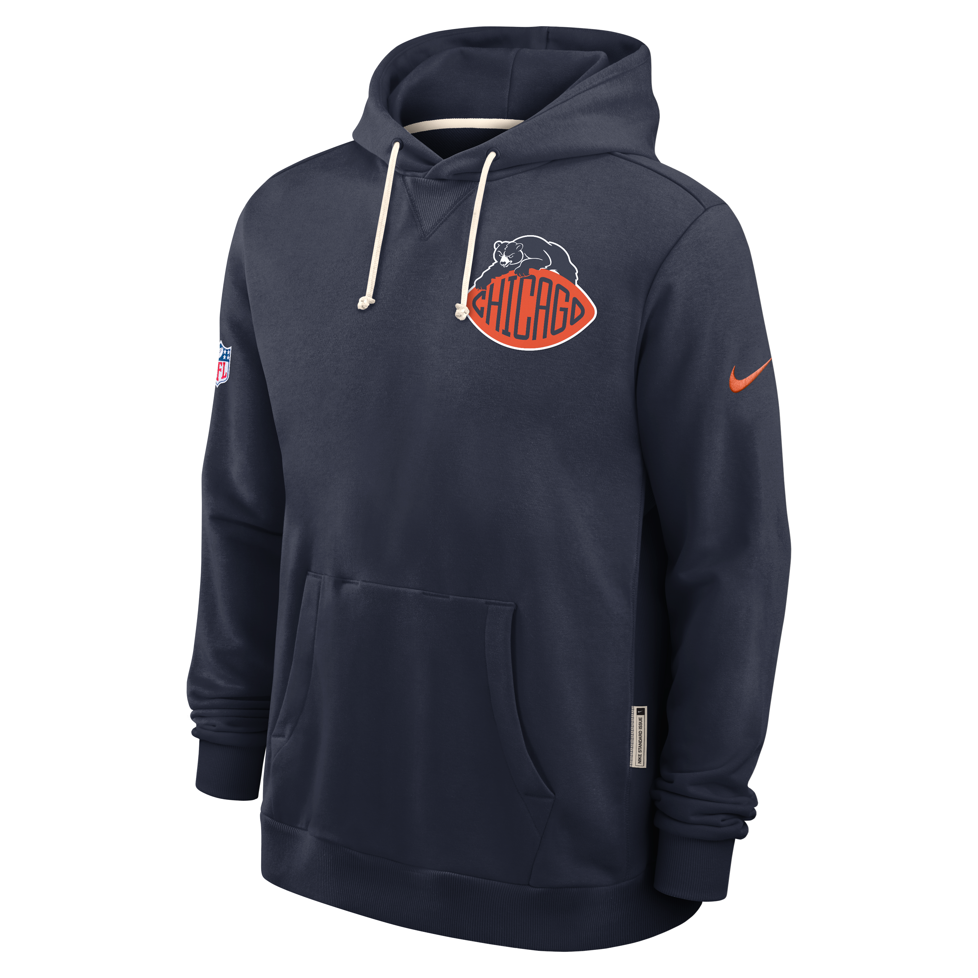Sweat à capuche Nike Chicago Bears bleu marine, collection Rivalries 2026, modèle standard.