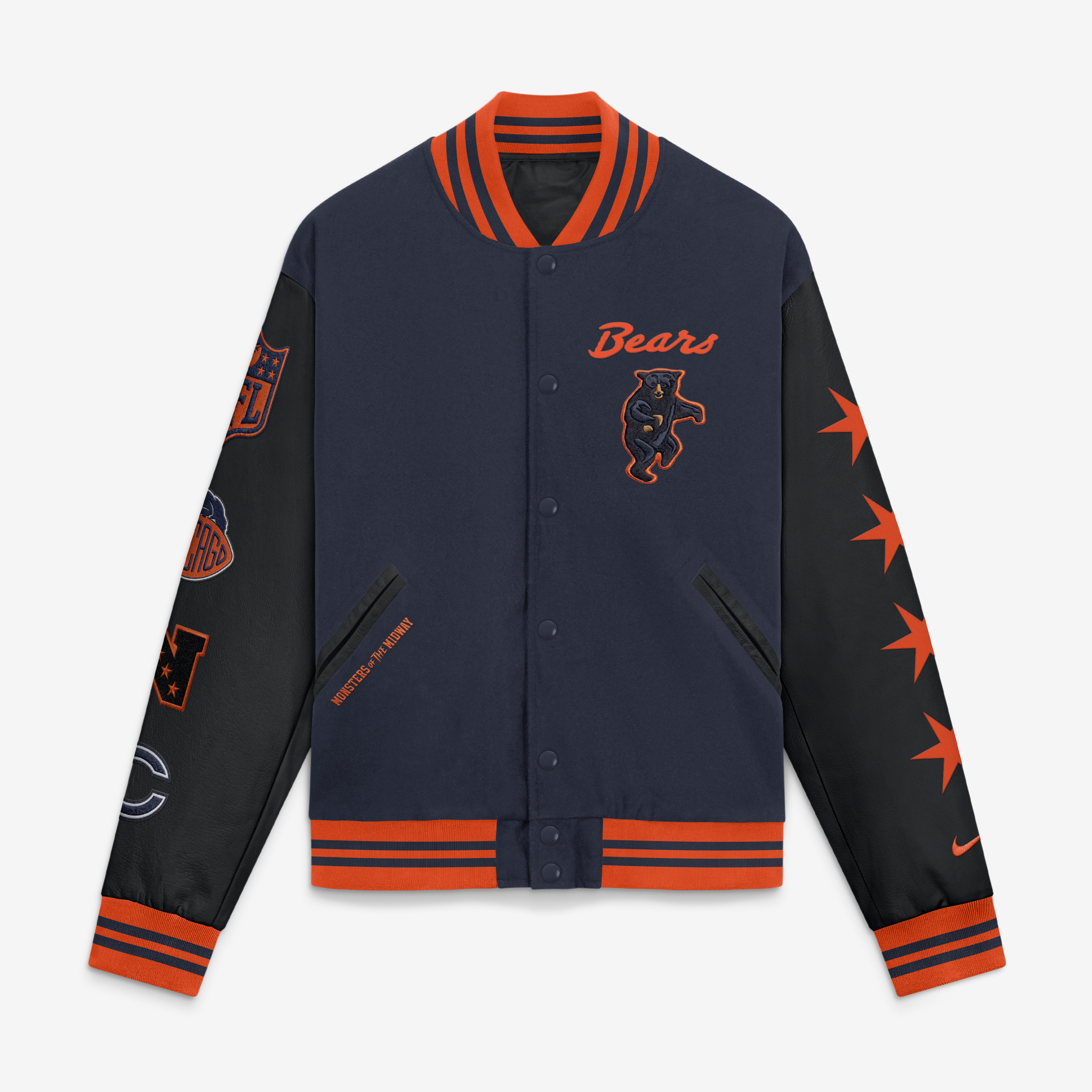 Veste universitaire Nike bleu marine Chicago Bears Collection Rivalités 2026 pour homme