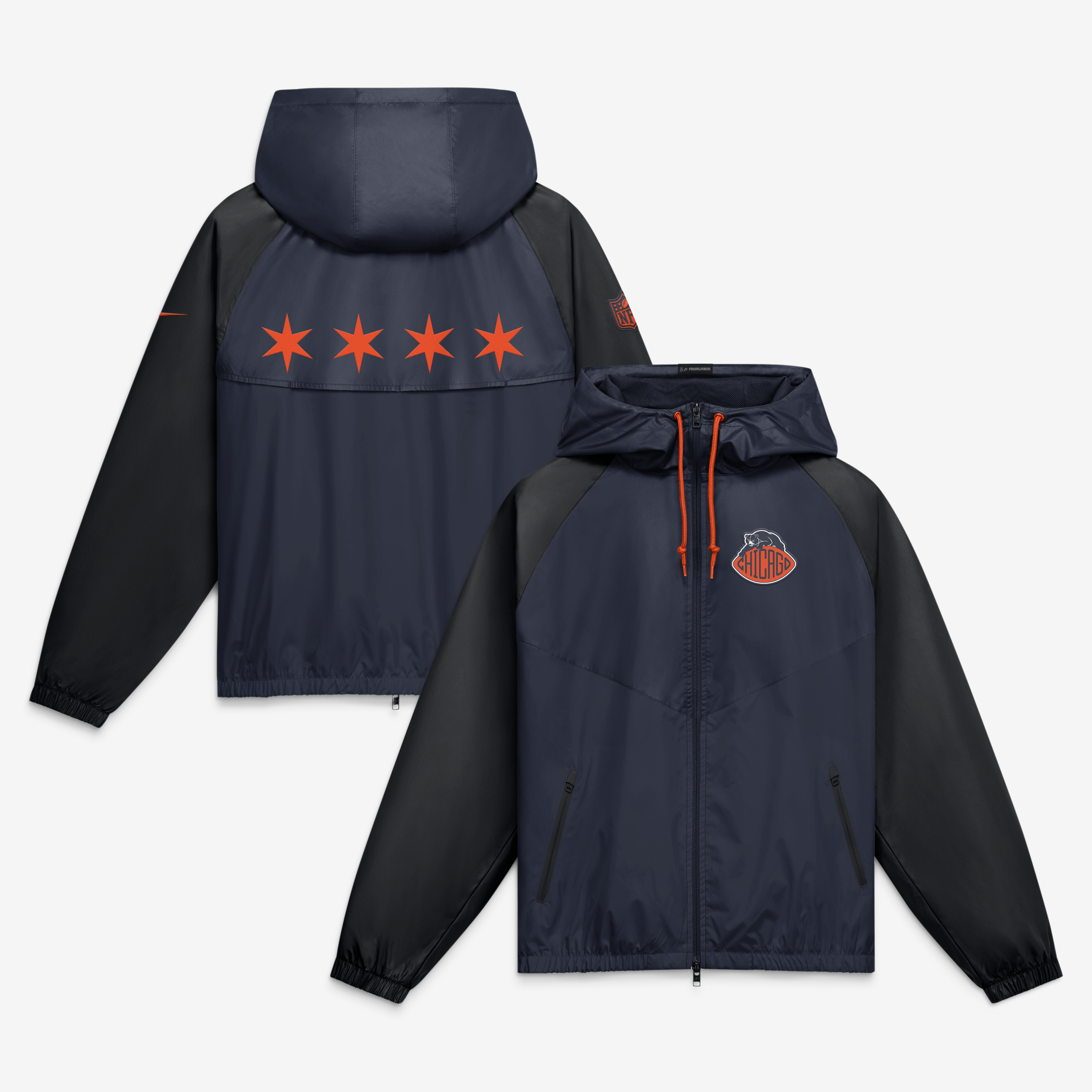 Veste coupe-vent zippée Nike Chicago Bears 2026 Rivalries Collection pour homme, bleu marine