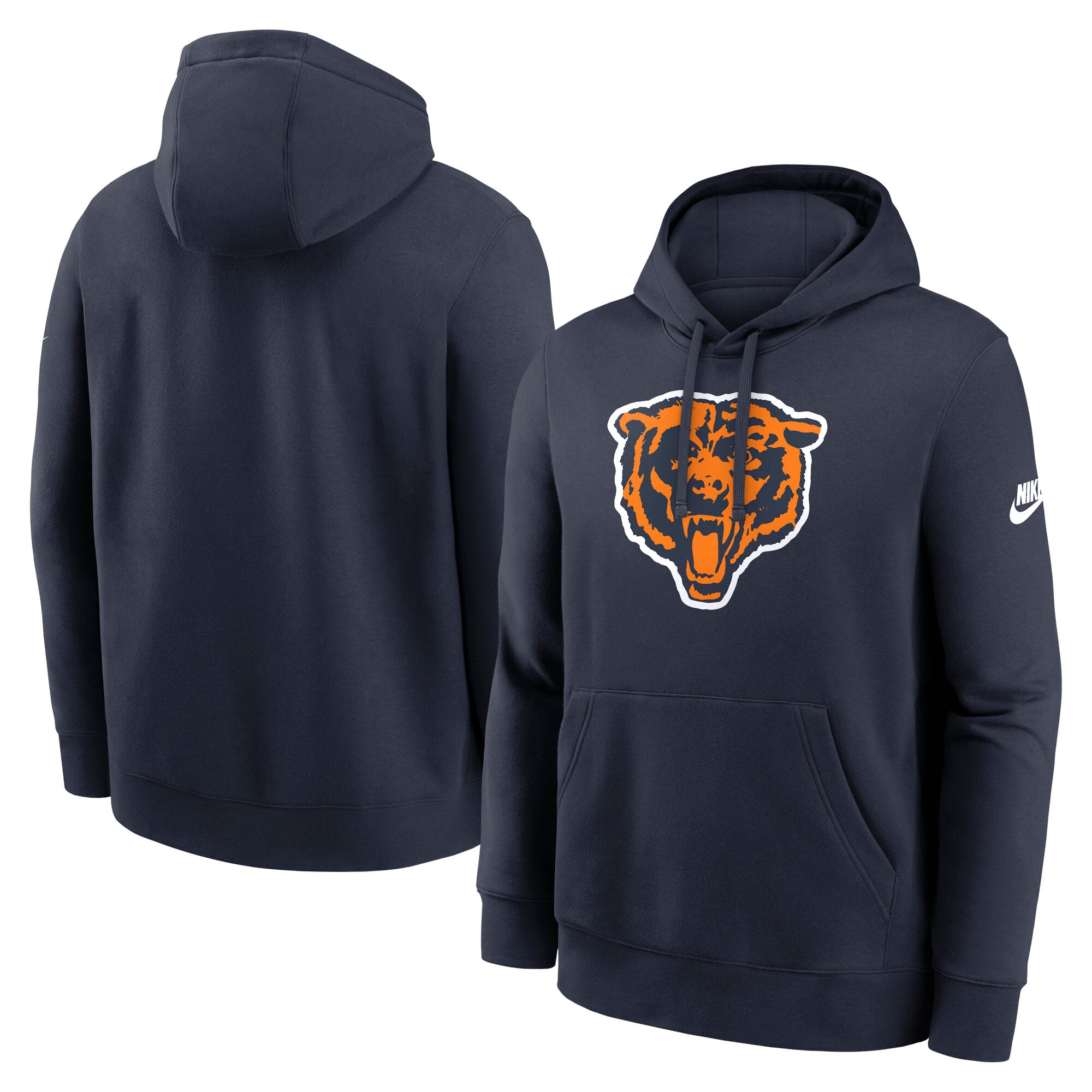 Sweat à capuche polaire Nike Chicago Bears Club bleu marine pour homme