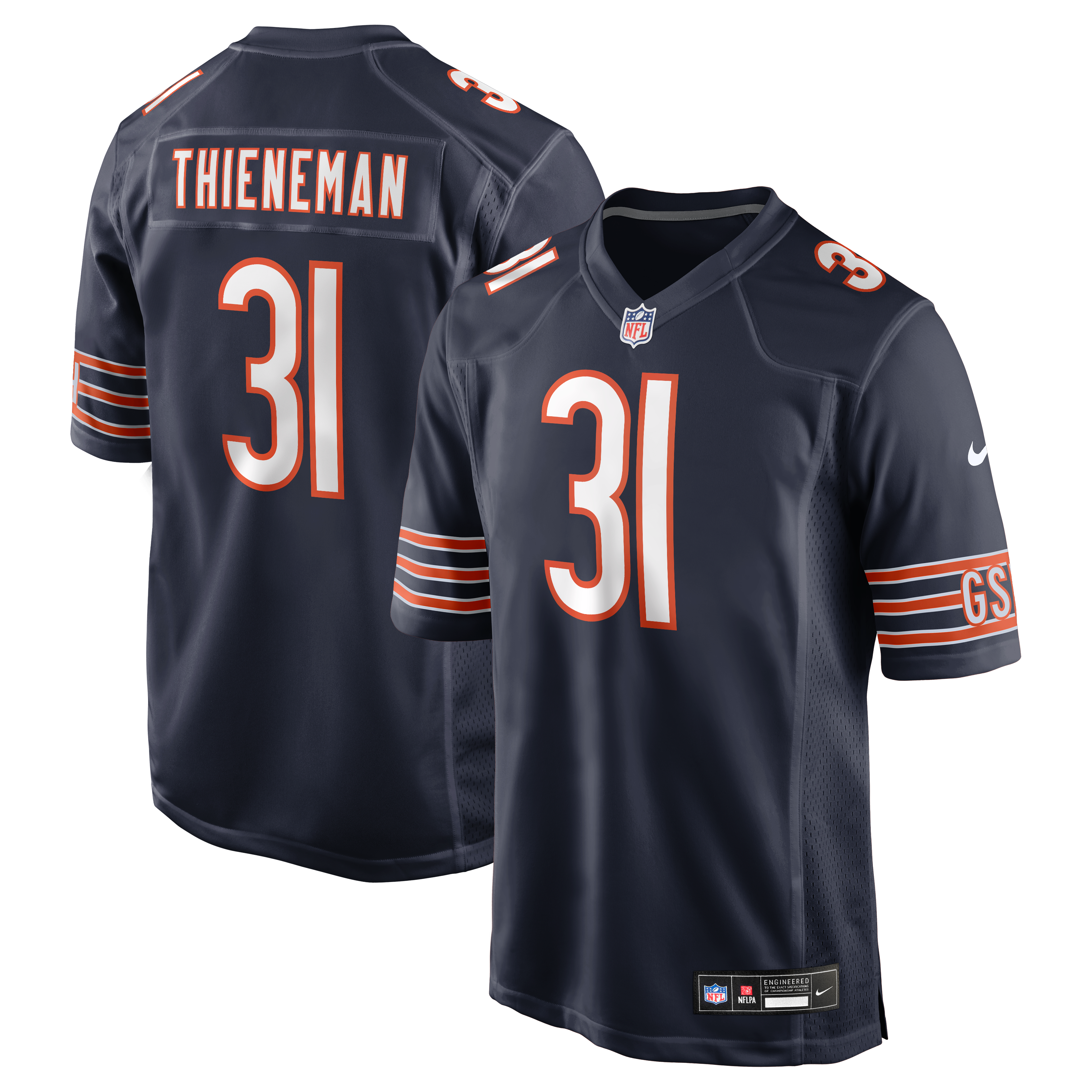 Maillot de match Nike bleu marine des Chicago Bears pour homme, Dillon Thieneman