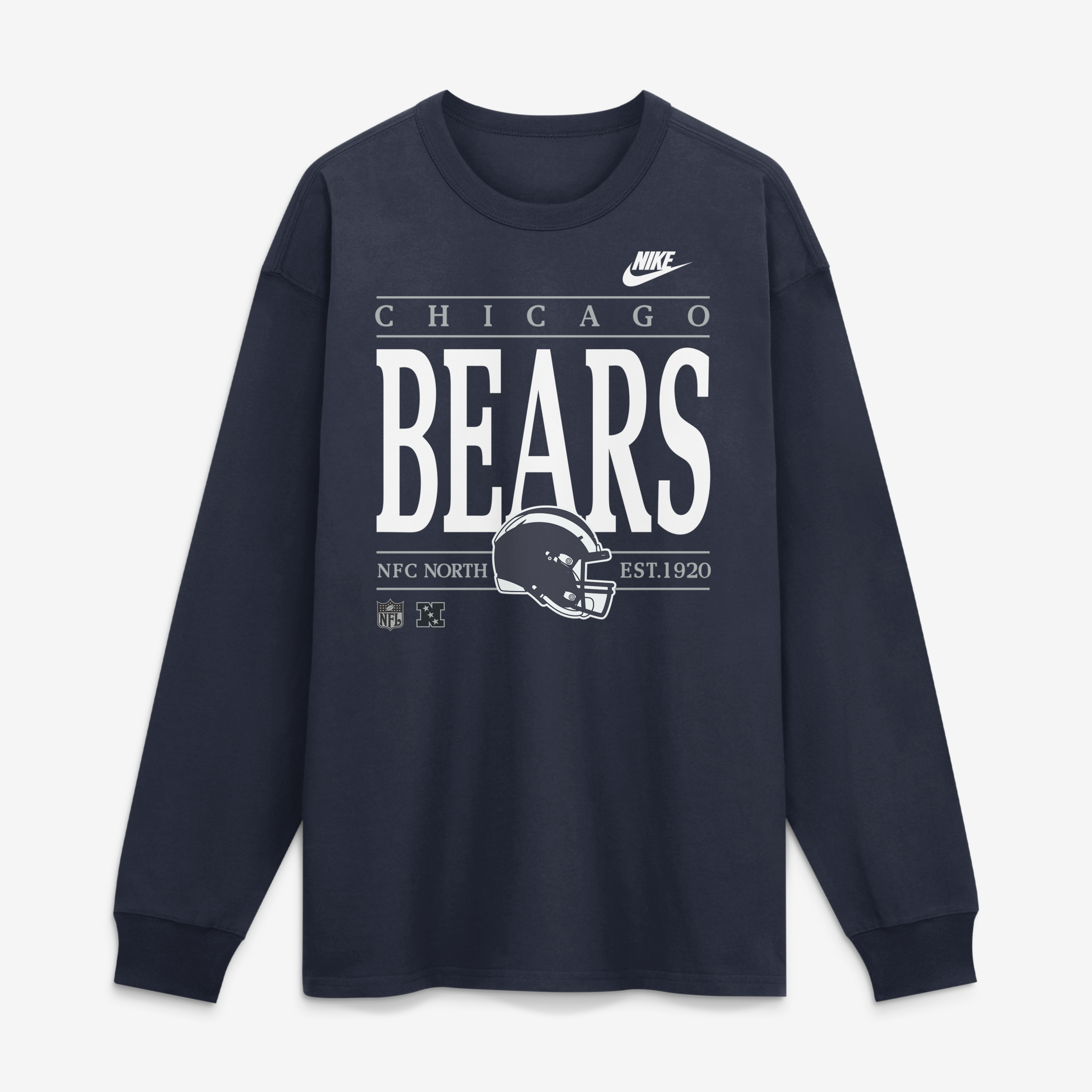 Men's Nike Navy Chicago Bears Red Zone Long Sleeve Max90 T-Shirt