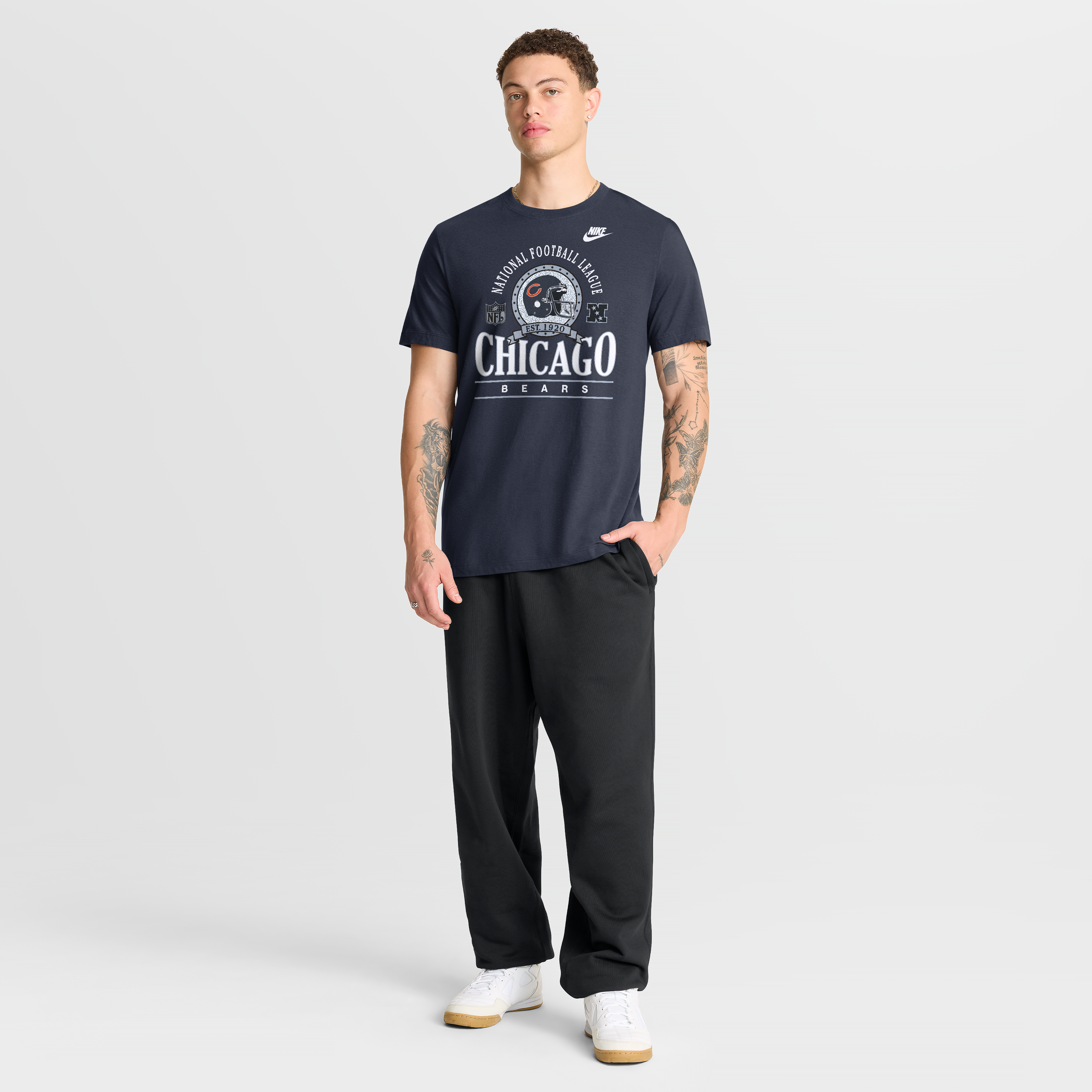 Men's Nike Navy Chicago Bears Rewind Team Spirit Essential Cotton T-Shirt