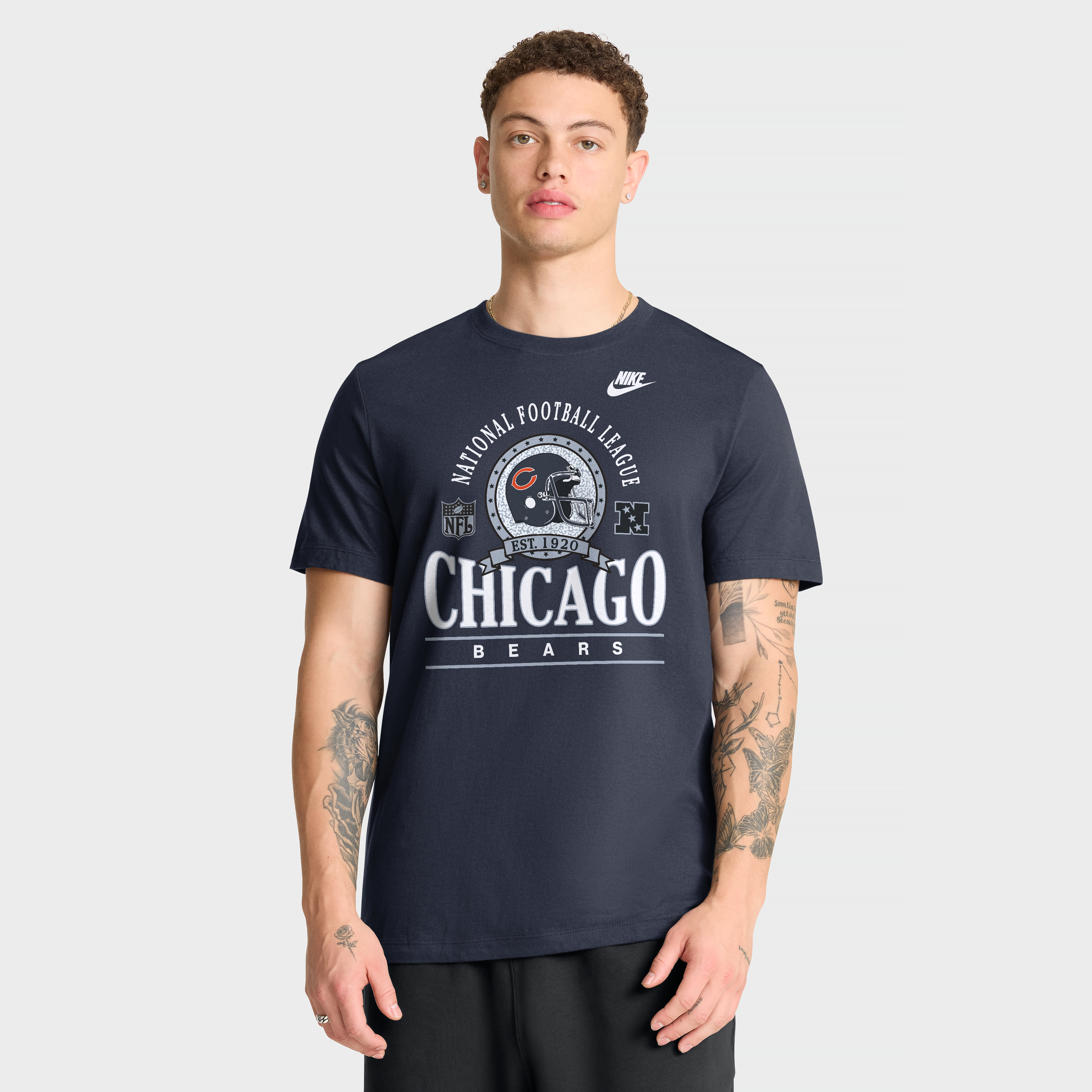 Men's Nike Navy Chicago Bears Rewind Team Spirit Essential Cotton T-Shirt