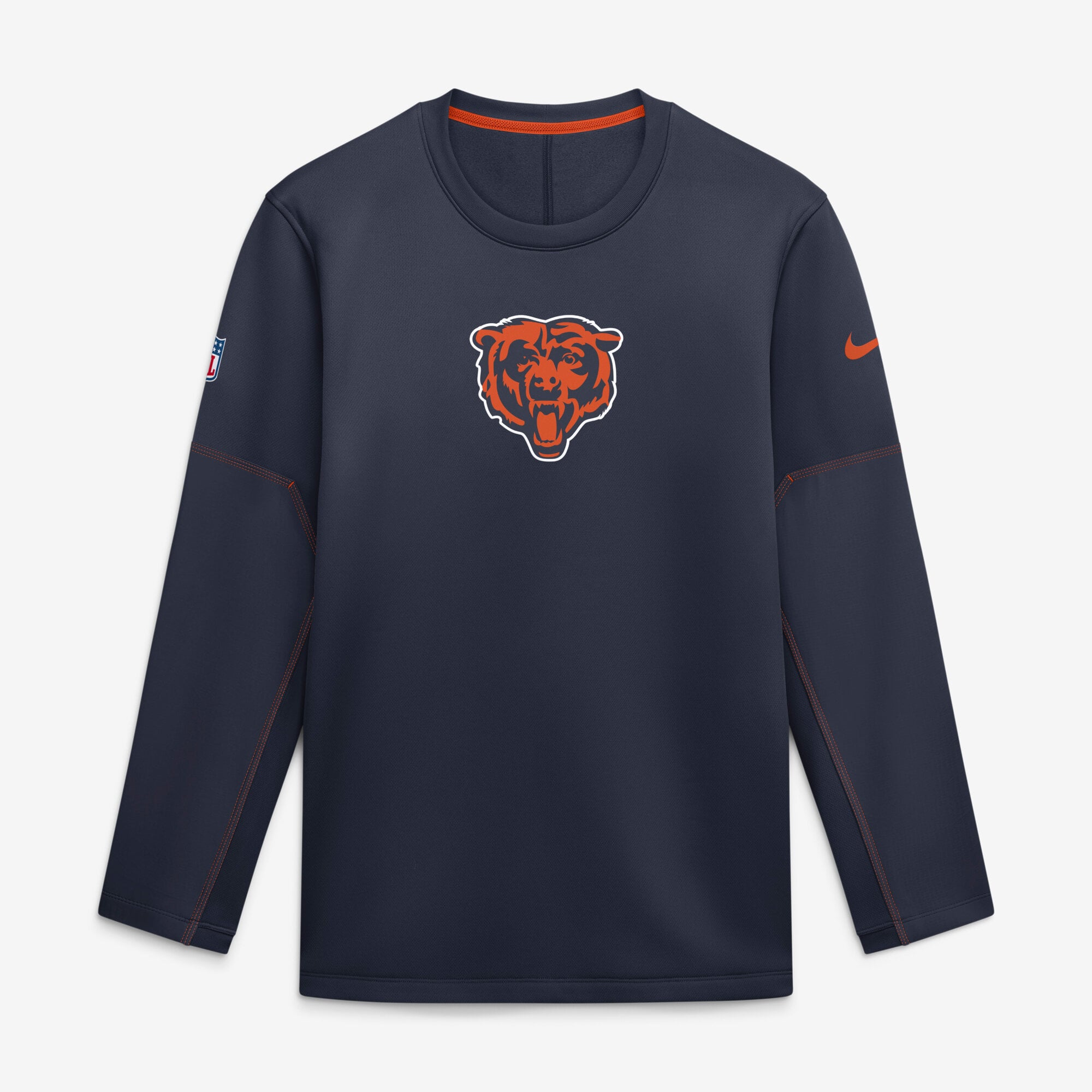 Men's Nike Navy Chicago Bears Sideline Coaches Team Present Midweight Therma-FIT Sweatshirt