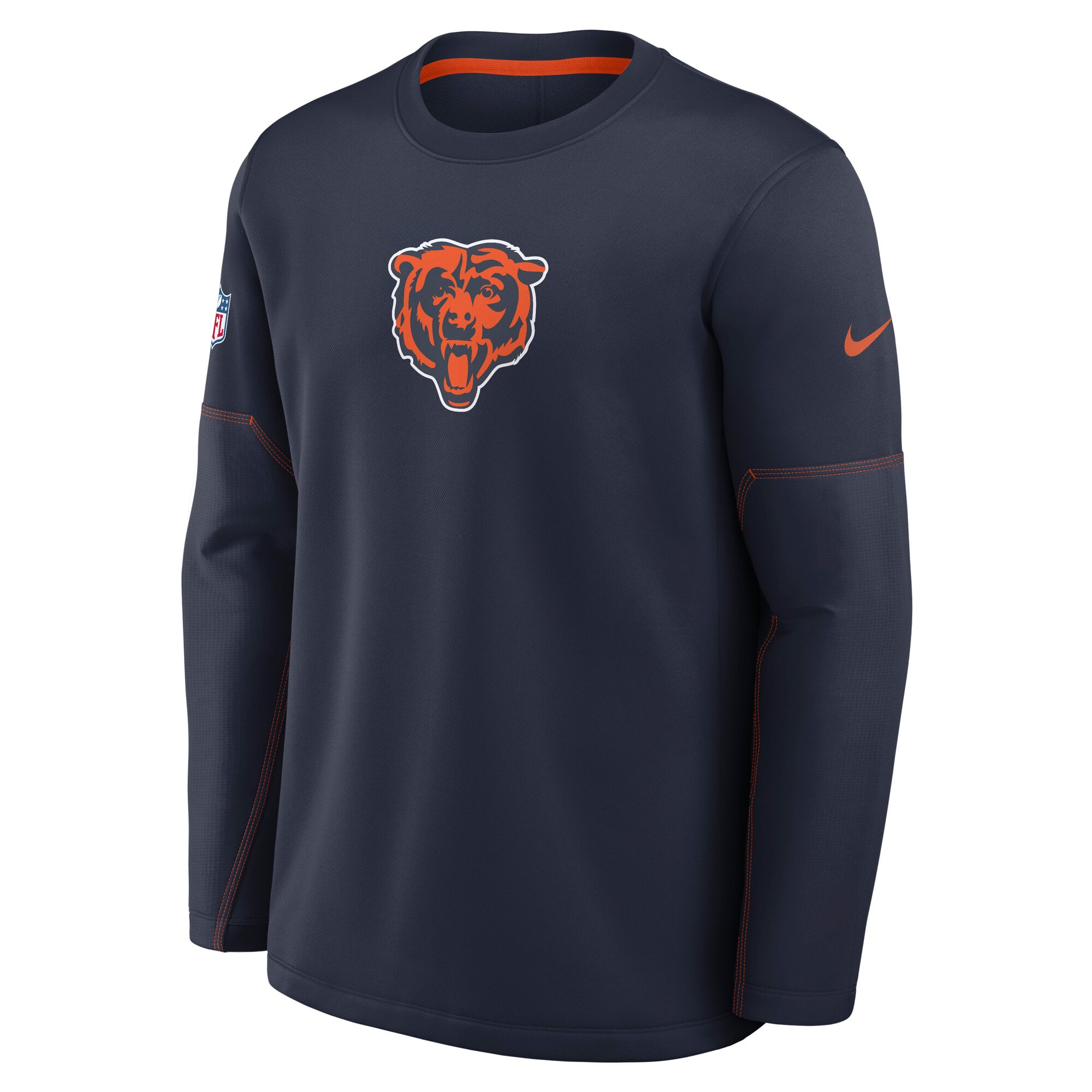Men's Nike Navy Chicago Bears Sideline Coaches Team Present Midweight Therma-FIT Sweatshirt