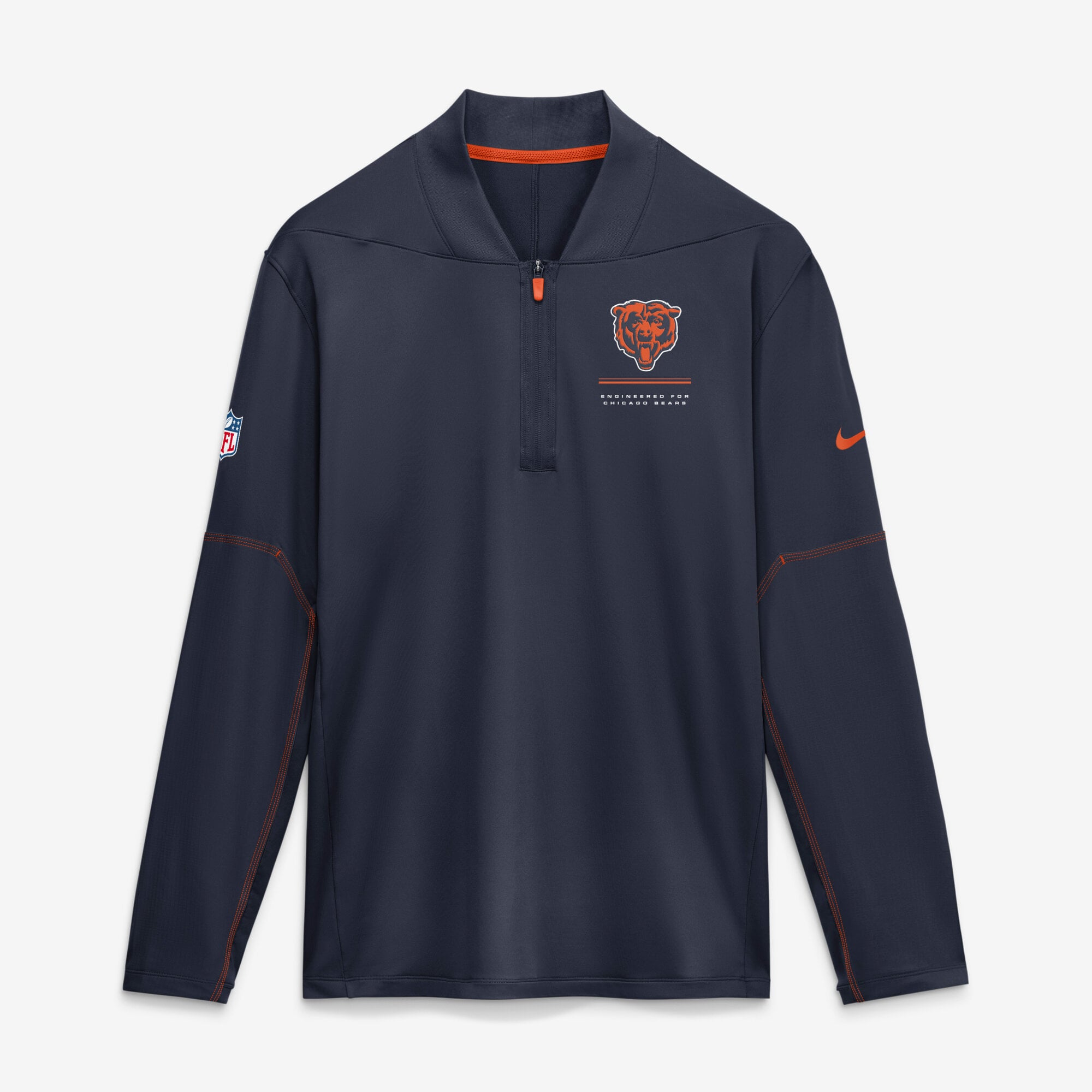 Men's Nike Navy Chicago Bears Sideline Logo Glory Midweight Dri-FIT Half-Zip Pullover