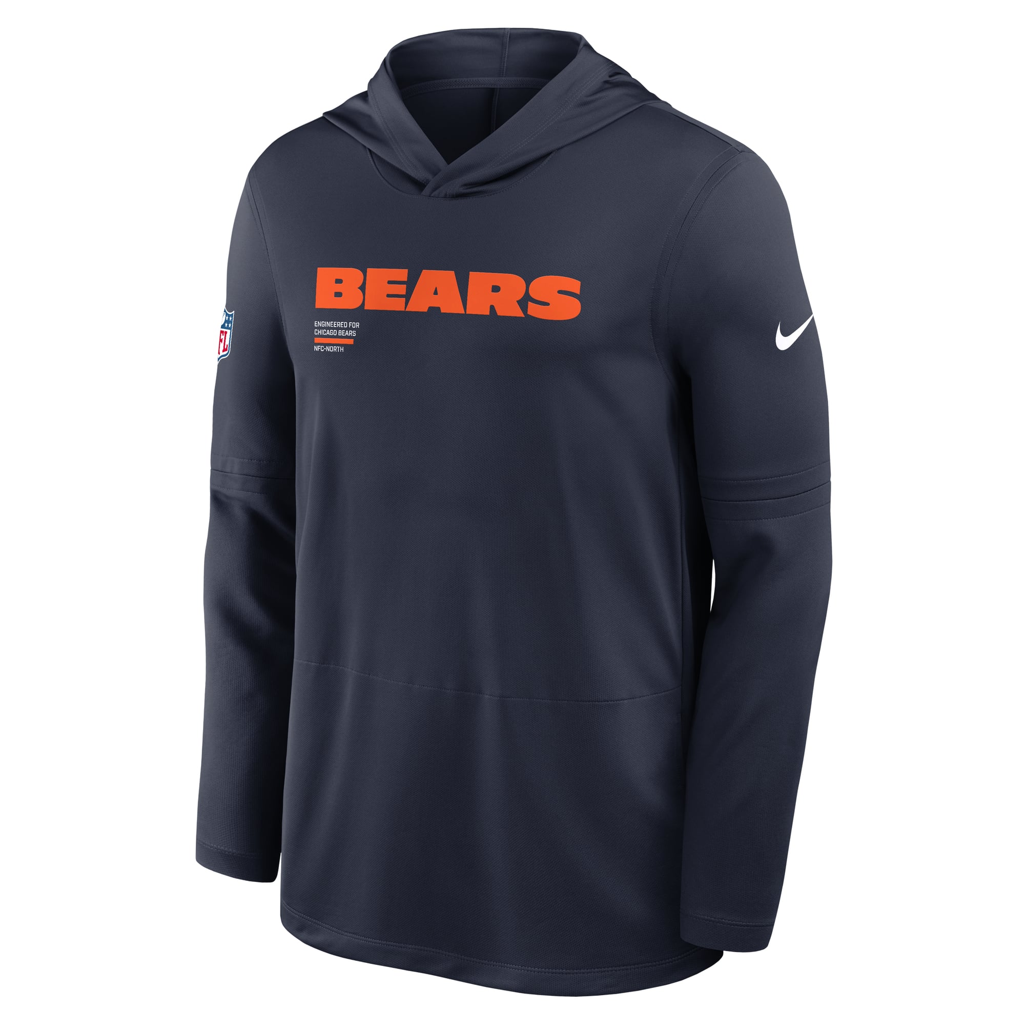 Men's Nike Navy Chicago Bears Sideline Pure Fury Dri-FIT Long Sleeve Hooded T-Shirt