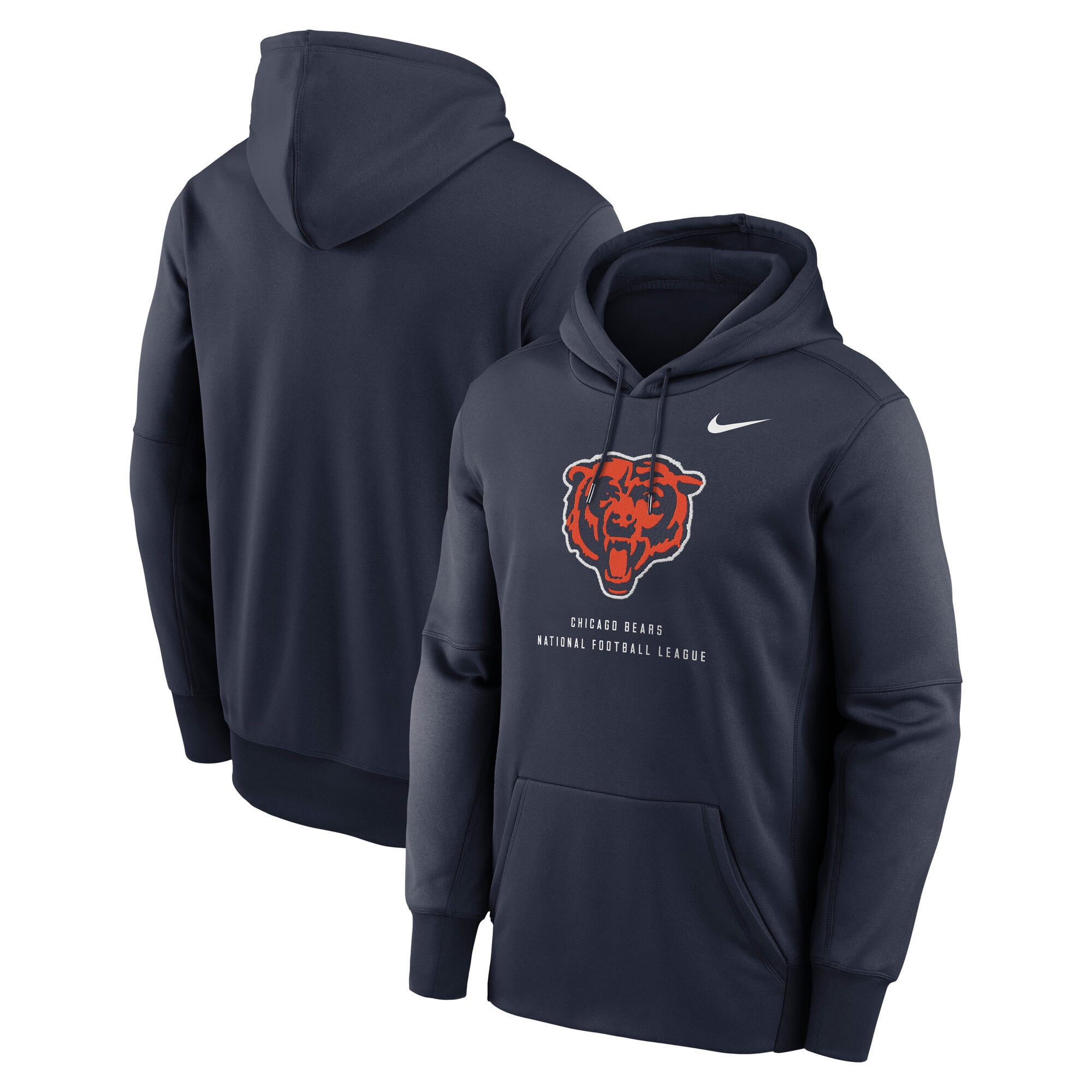 Sweat à capuche Nike Therma-FIT bleu marine Chicago Bears pour homme