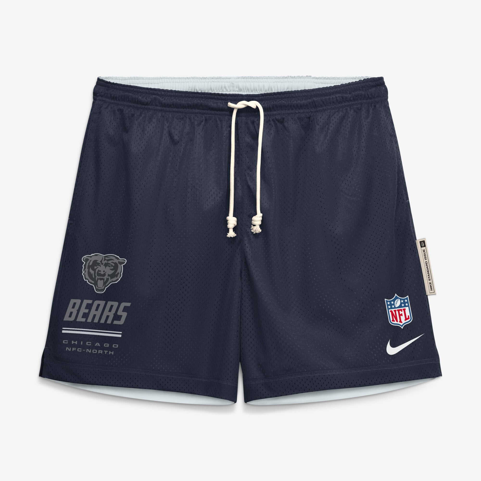 Short réversible Nike Dri-FIT bleu marine/platine Chicago Bears Sideline Standard Issue pour homme