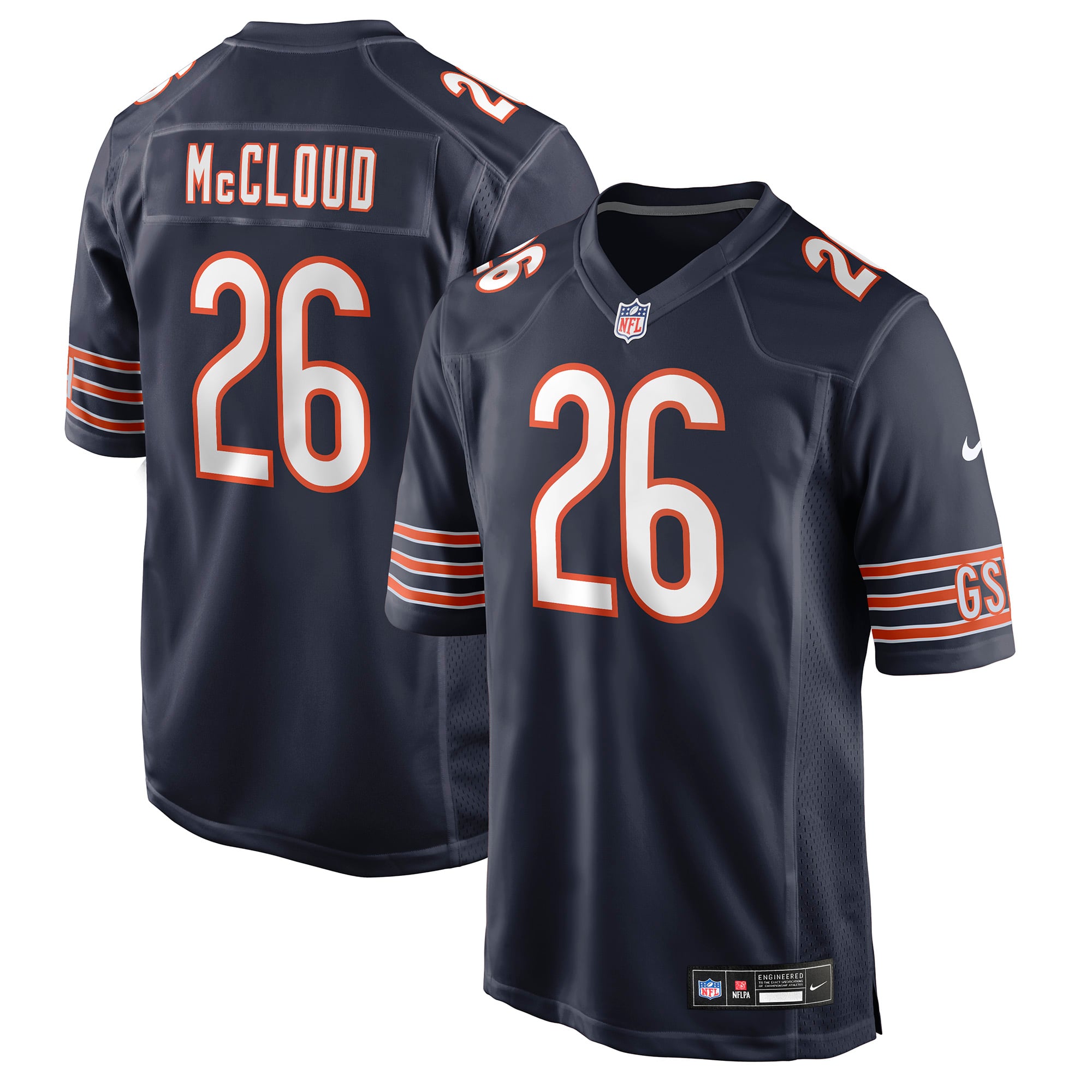 Maillot de match Nike Nick McCloud bleu marine des Chicago Bears pour homme