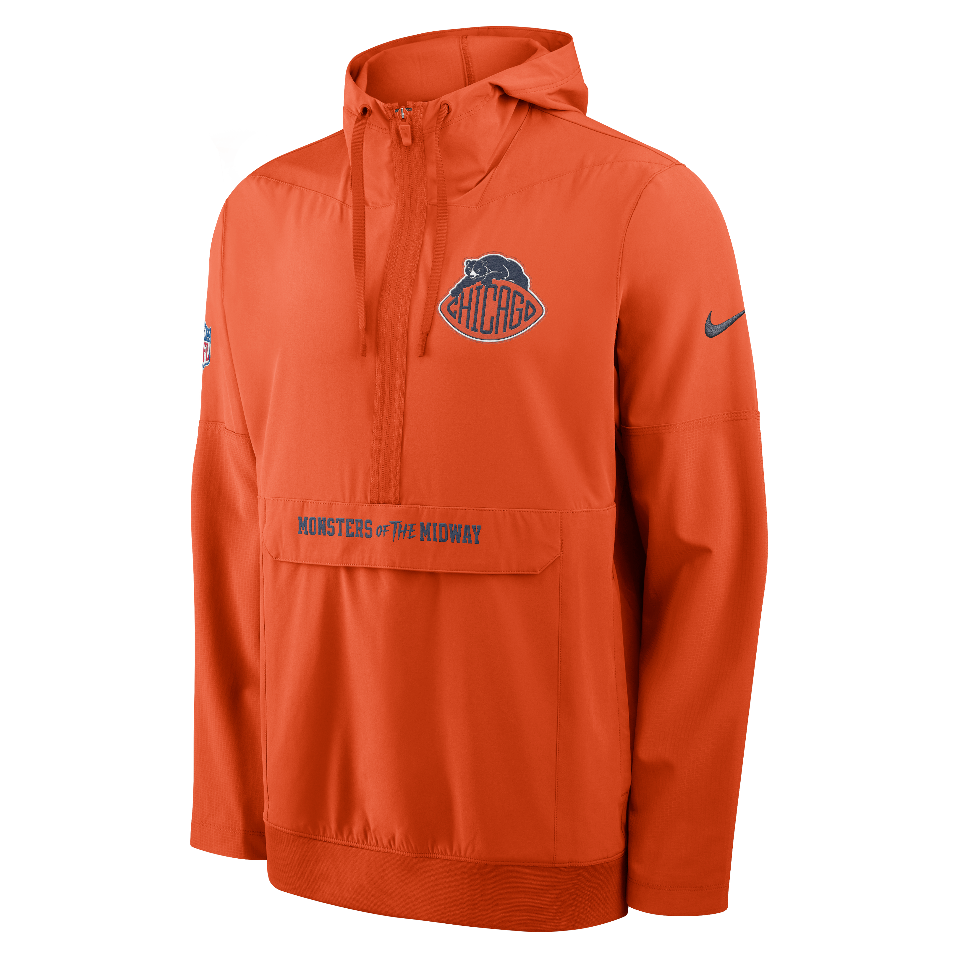 Men's Nike Orange Chicago Bears 2026 Rivalries Collection Sideline Anorak Half-Zip Jacket
