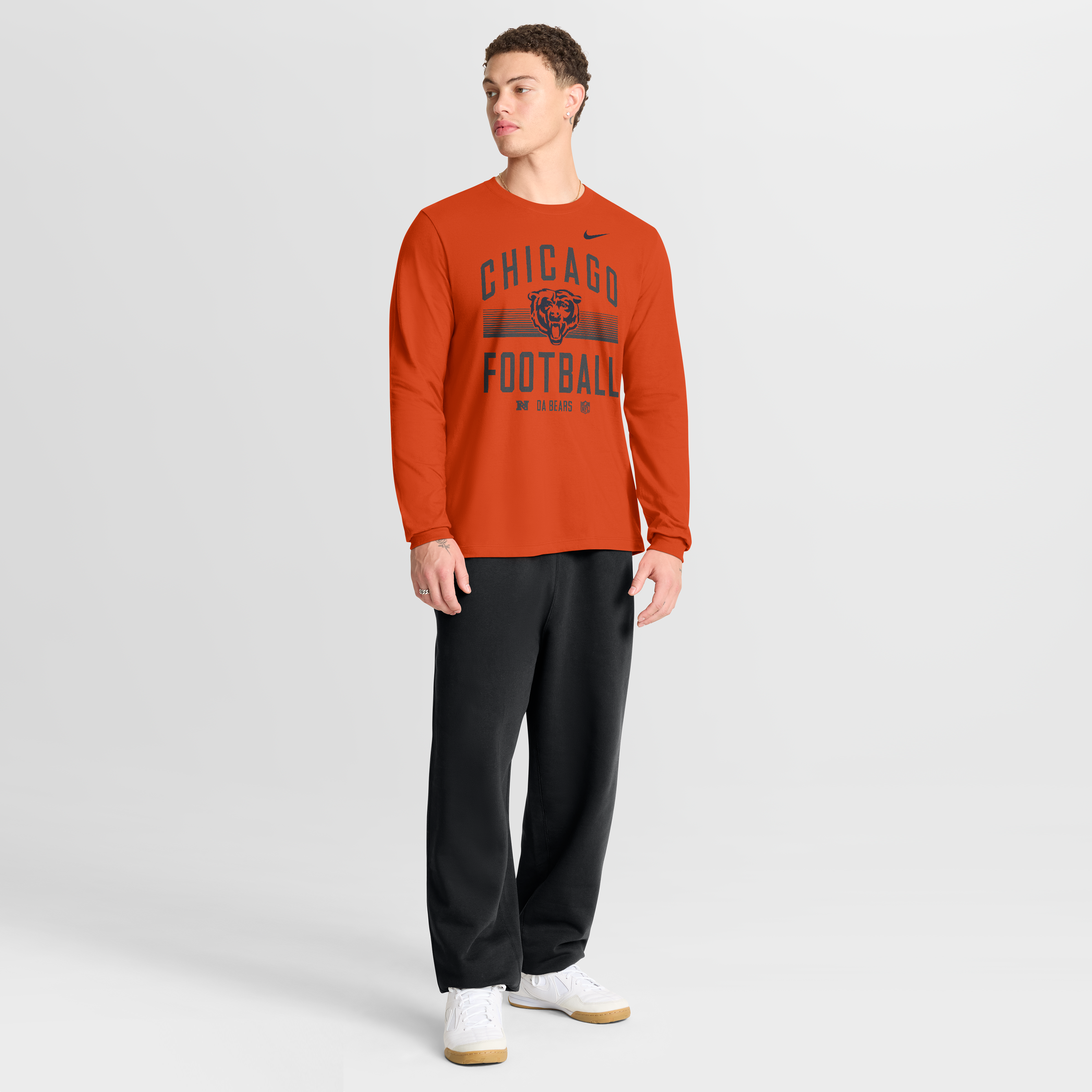 T-shirt à manches longues en coton essentiel Nike Chicago Bears orange pour homme, toujours prêt