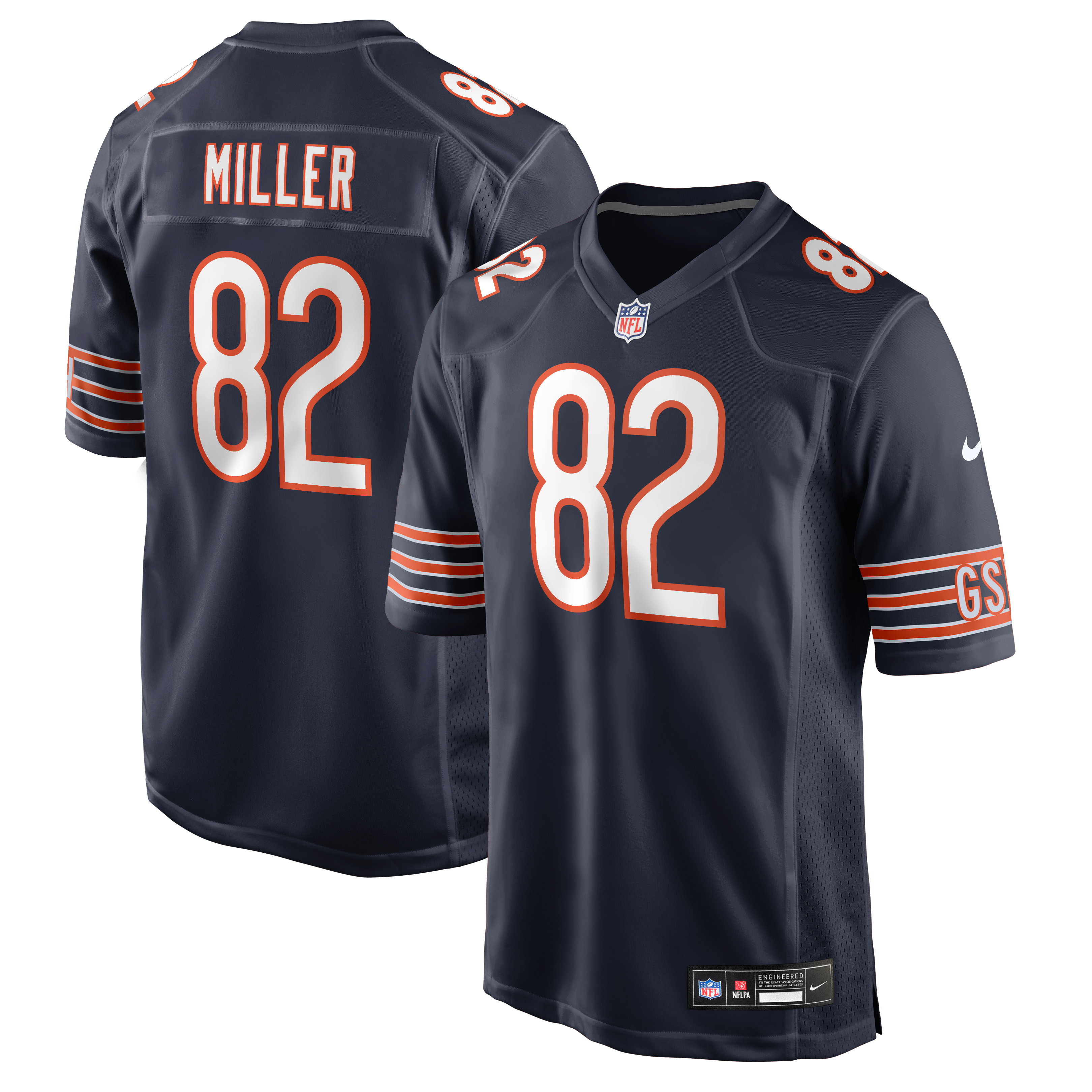 Maillot de match Nike Scott Miller bleu marine des Chicago Bears pour homme