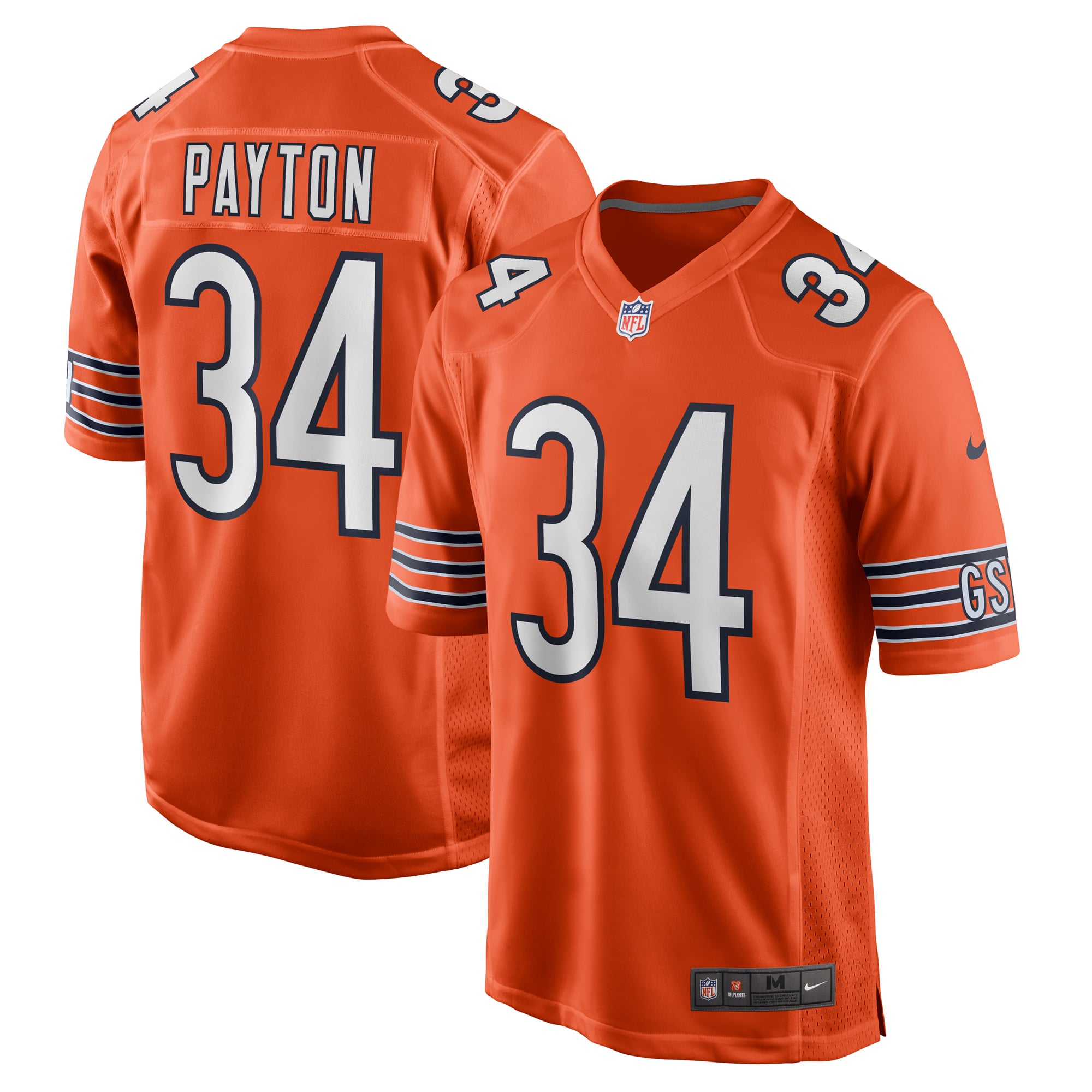 Maillot de match alternatif Nike Walter Payton orange des Chicago Bears pour homme